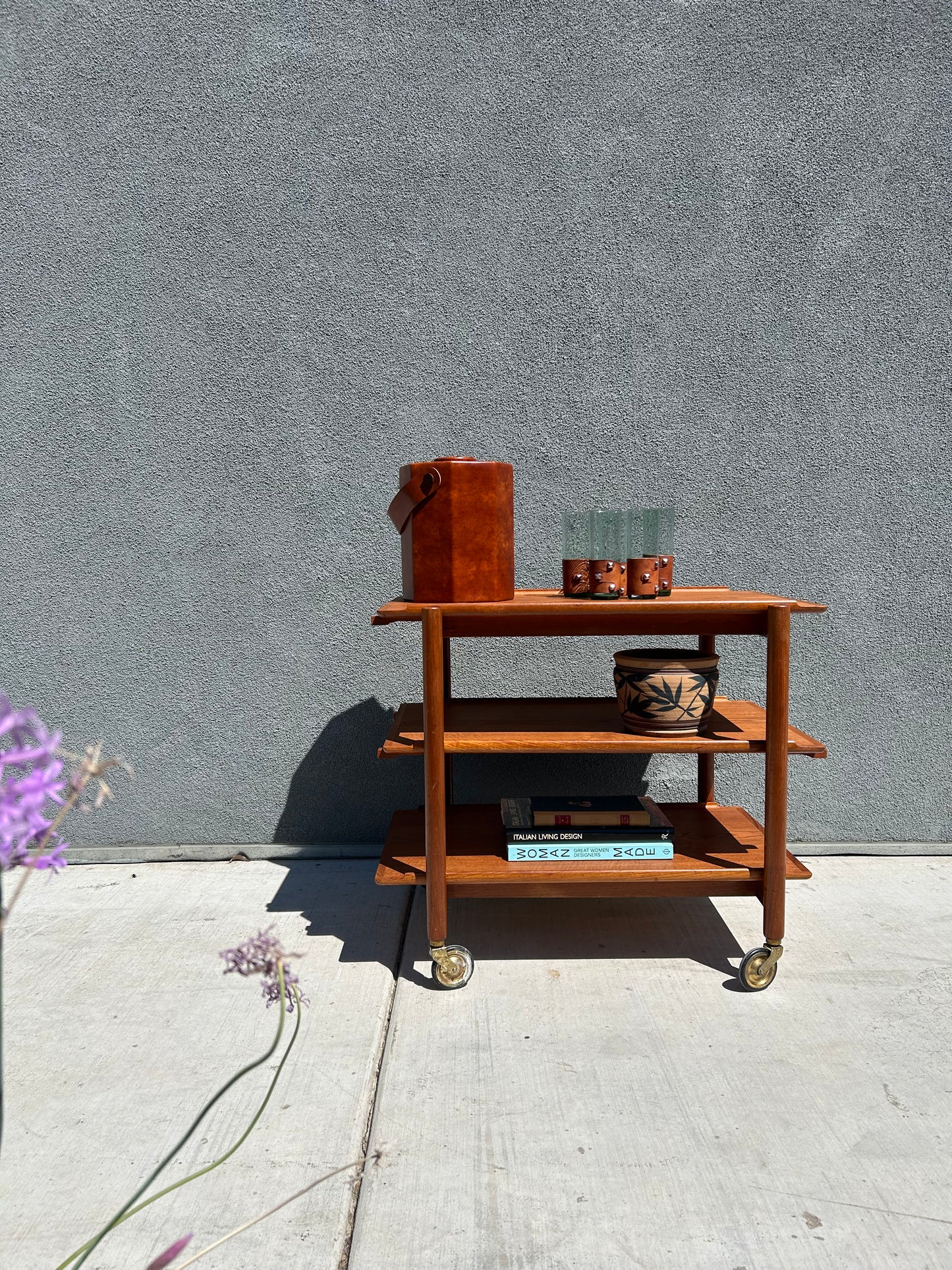 Mid Century Danish Modern Rolling Tri-Level Barcart by Poul Hundevad & Co. of Denmark, Circa 1960s