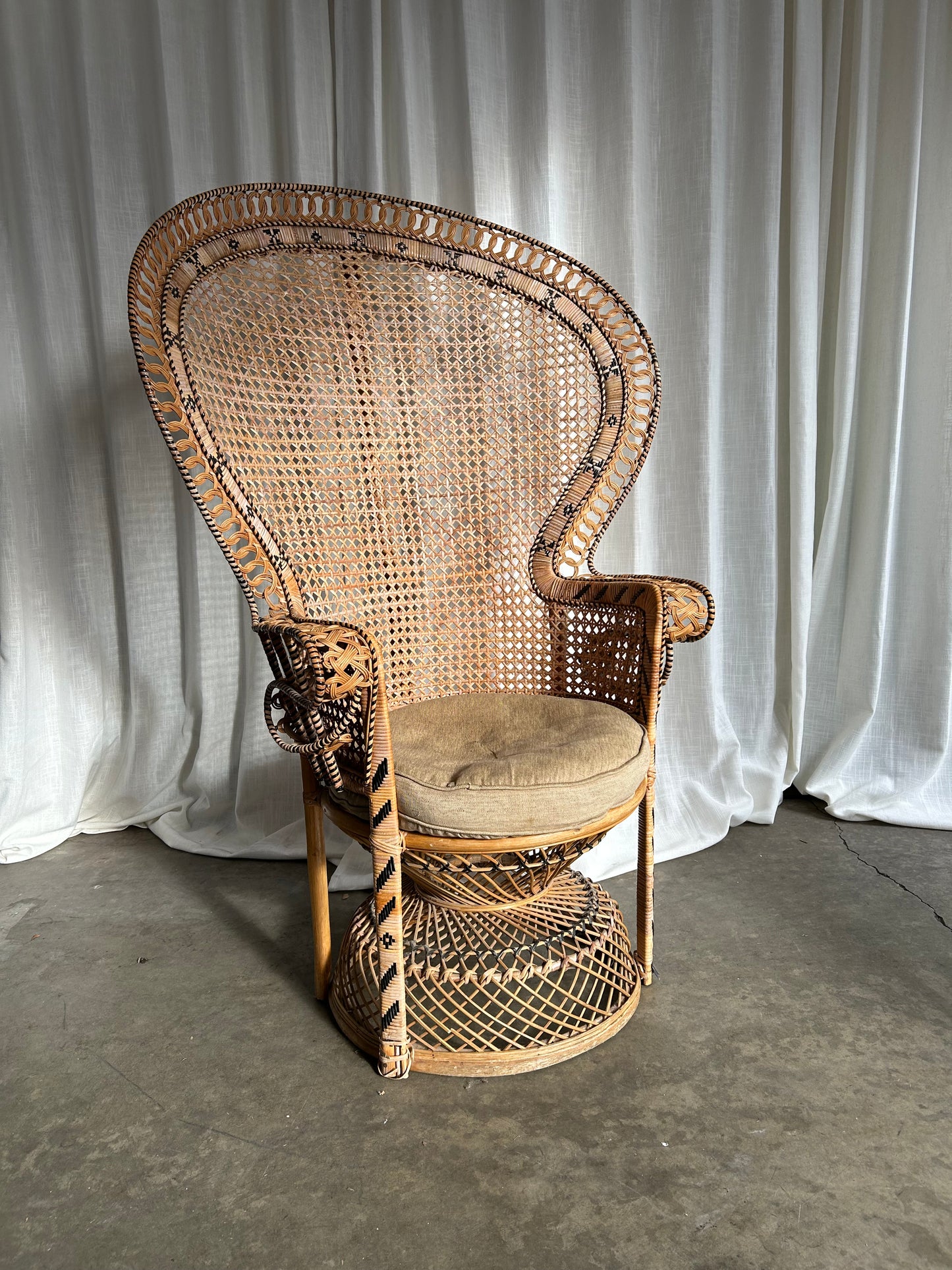 Vintage Emmanuelle Wicker Rattan Peacock Chair