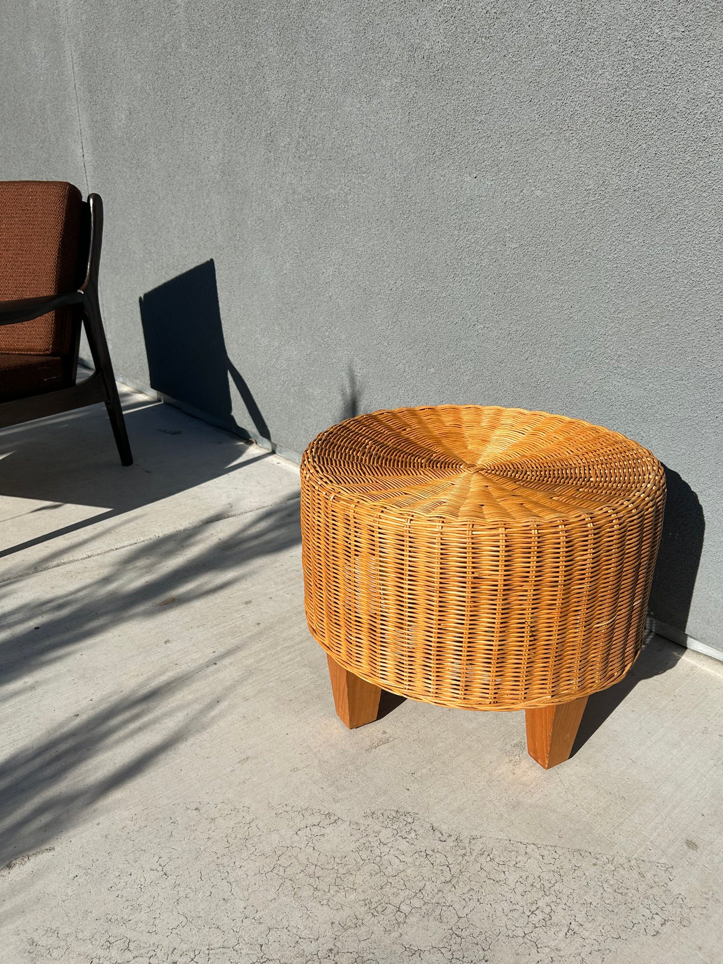 Vintage Ikea Rattan Ottoman, Circa 1980s