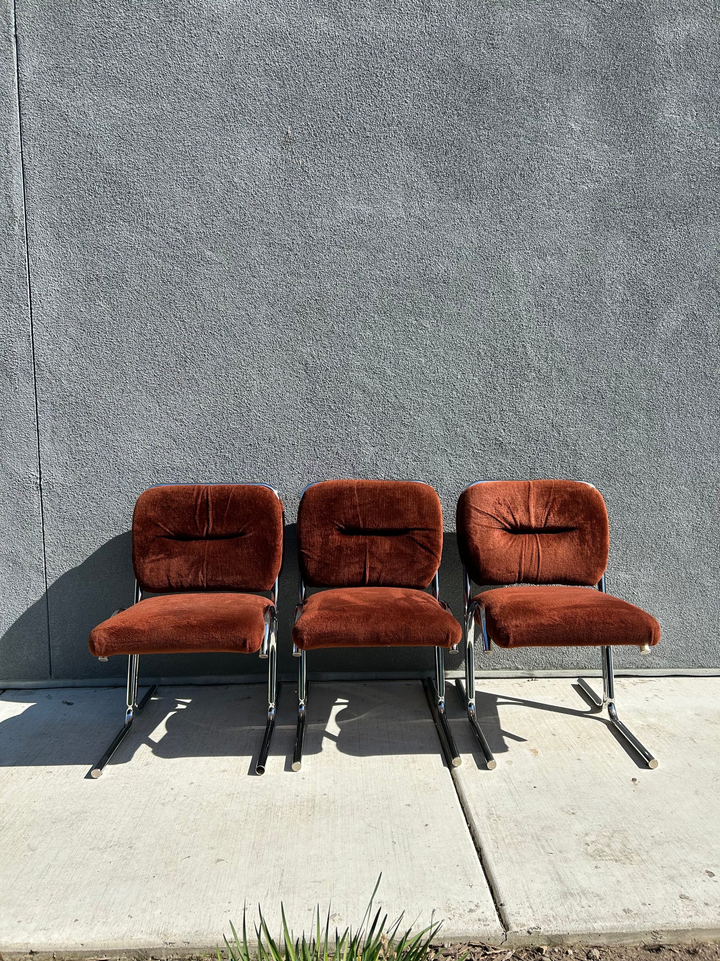Douglas Tubular Chrome, Velour and Smokey Glass Dining Set by Douglas Furniture, circa 1970s