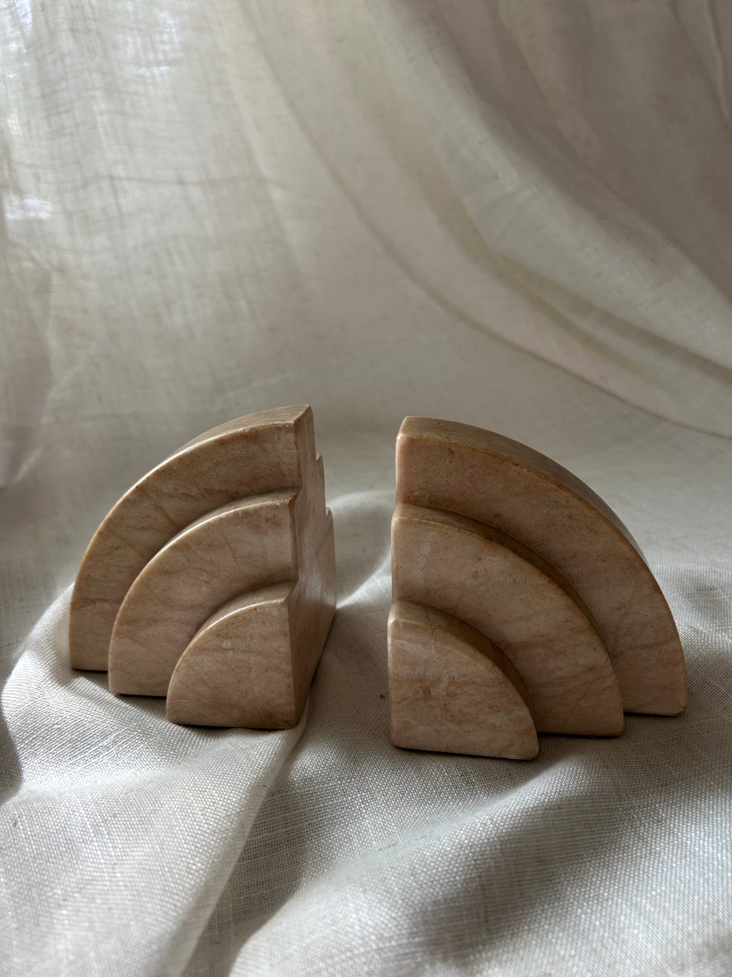 Art Deco Genuine Rocky Mountain Alabaster Bookends