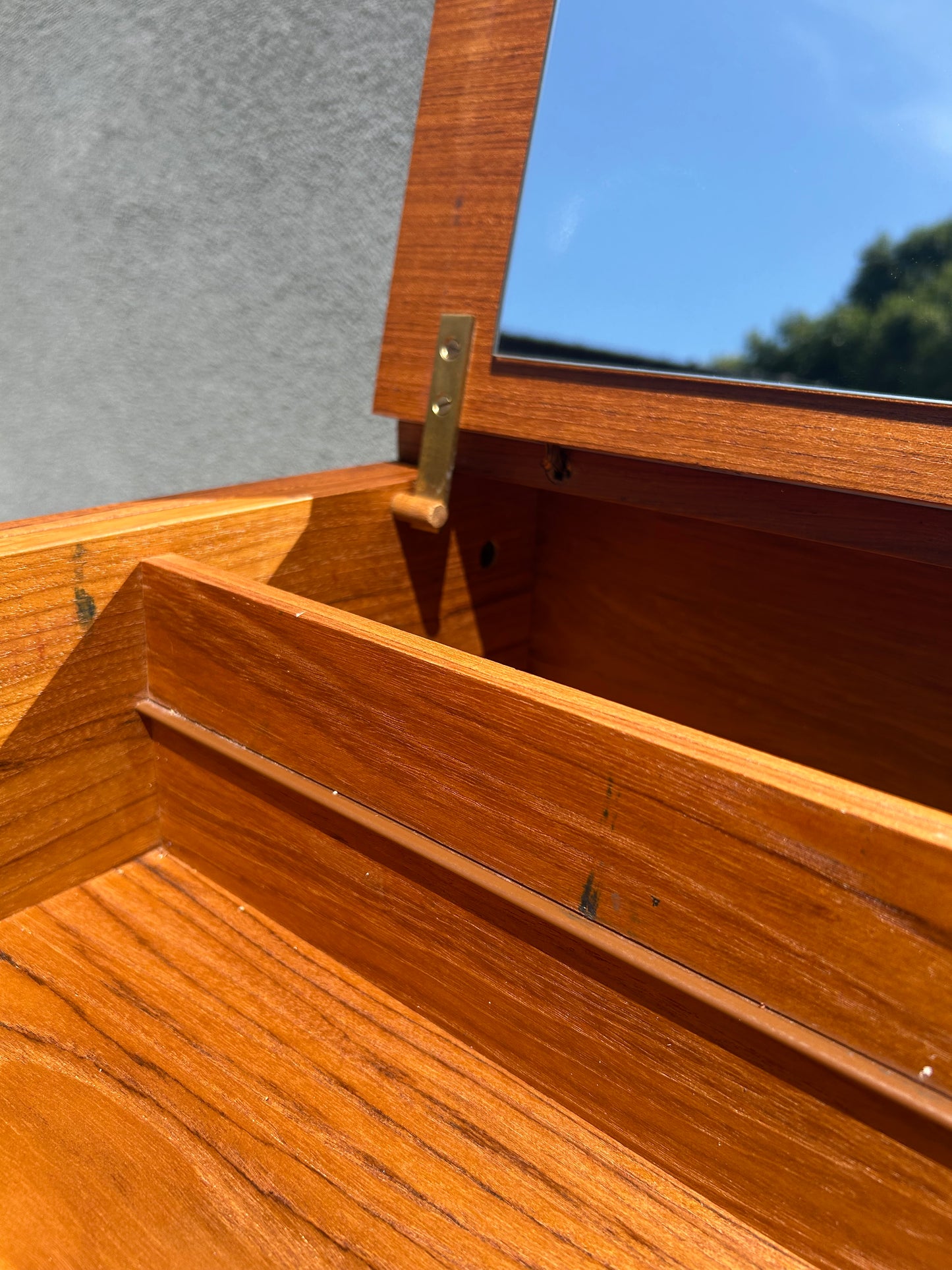 Mid Century Danish Modern Teak Vanity Desk by Arne Wahl Iversen of Vinde Mobelfabrik, Circa 1960s