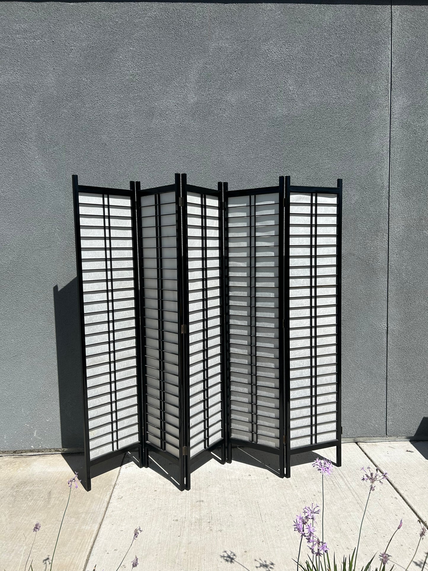 Vintage MCM Lacquered Frame 5-Panel Shoji Screen - Made in Japan, Circa 1960s