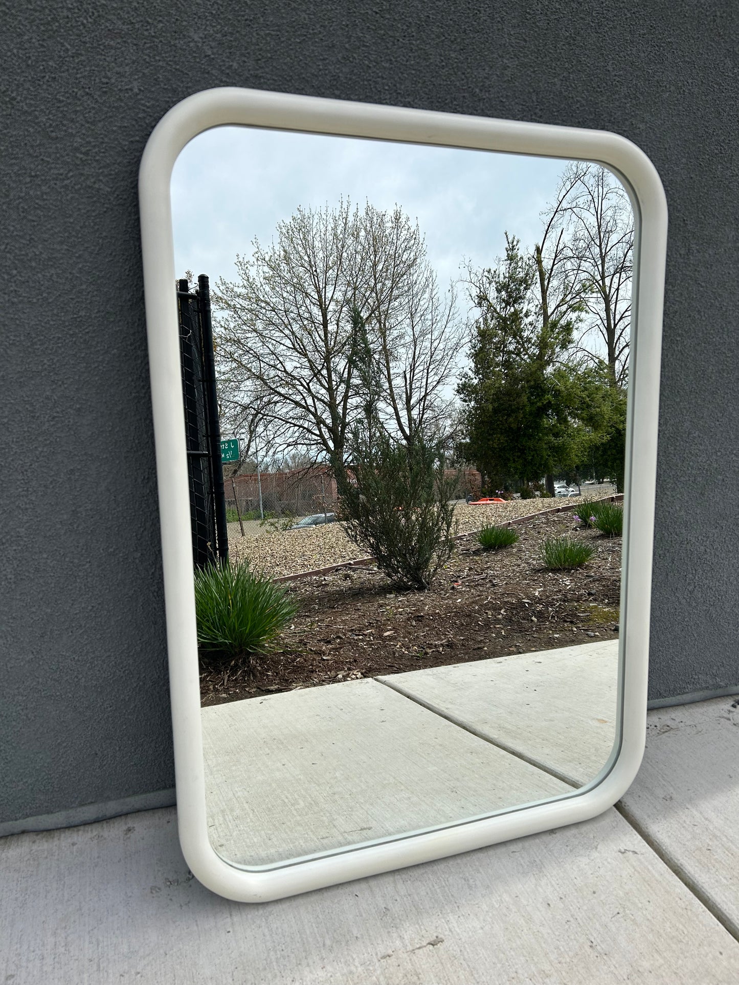 Large Cream Breuner’s Wall Mirror, Circa 1980s