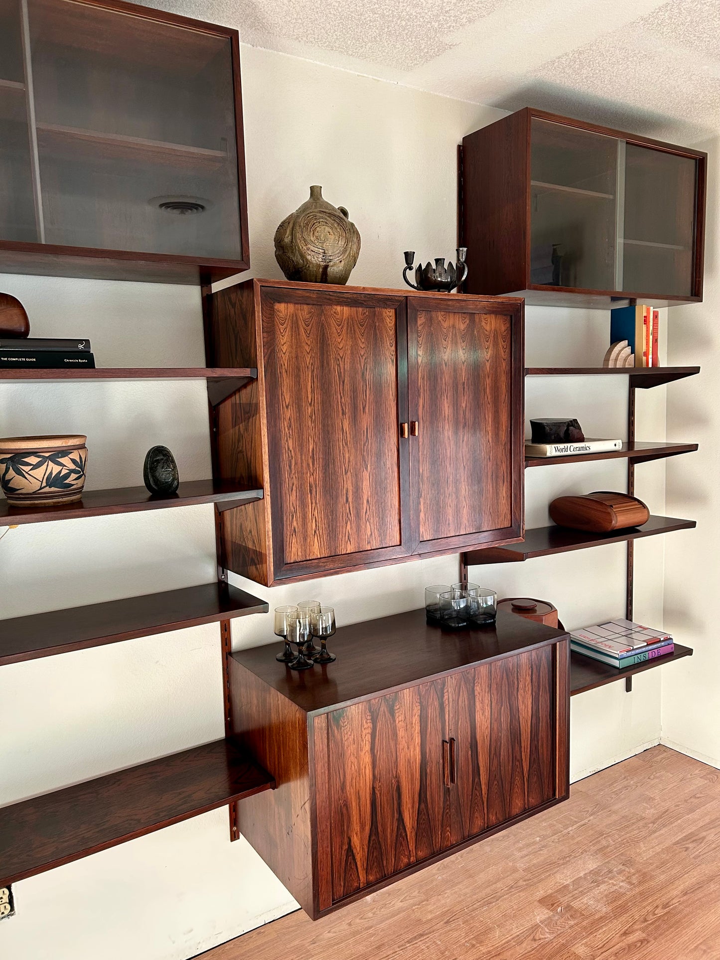 Rosewood 3 Bay Modular Wall Unit By Kai Kristiansen For Fm Møbler, Circa 1960s