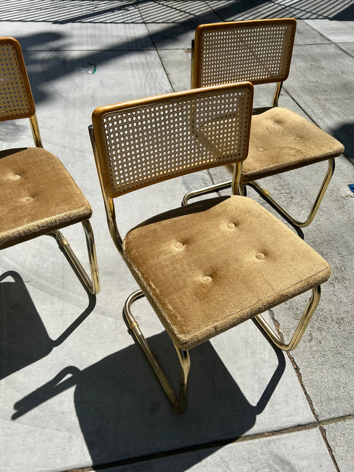 Mid Century Cantilever Cesca Style Chrome Tubular Dining Chairs - Set of 3, Circa 1980s