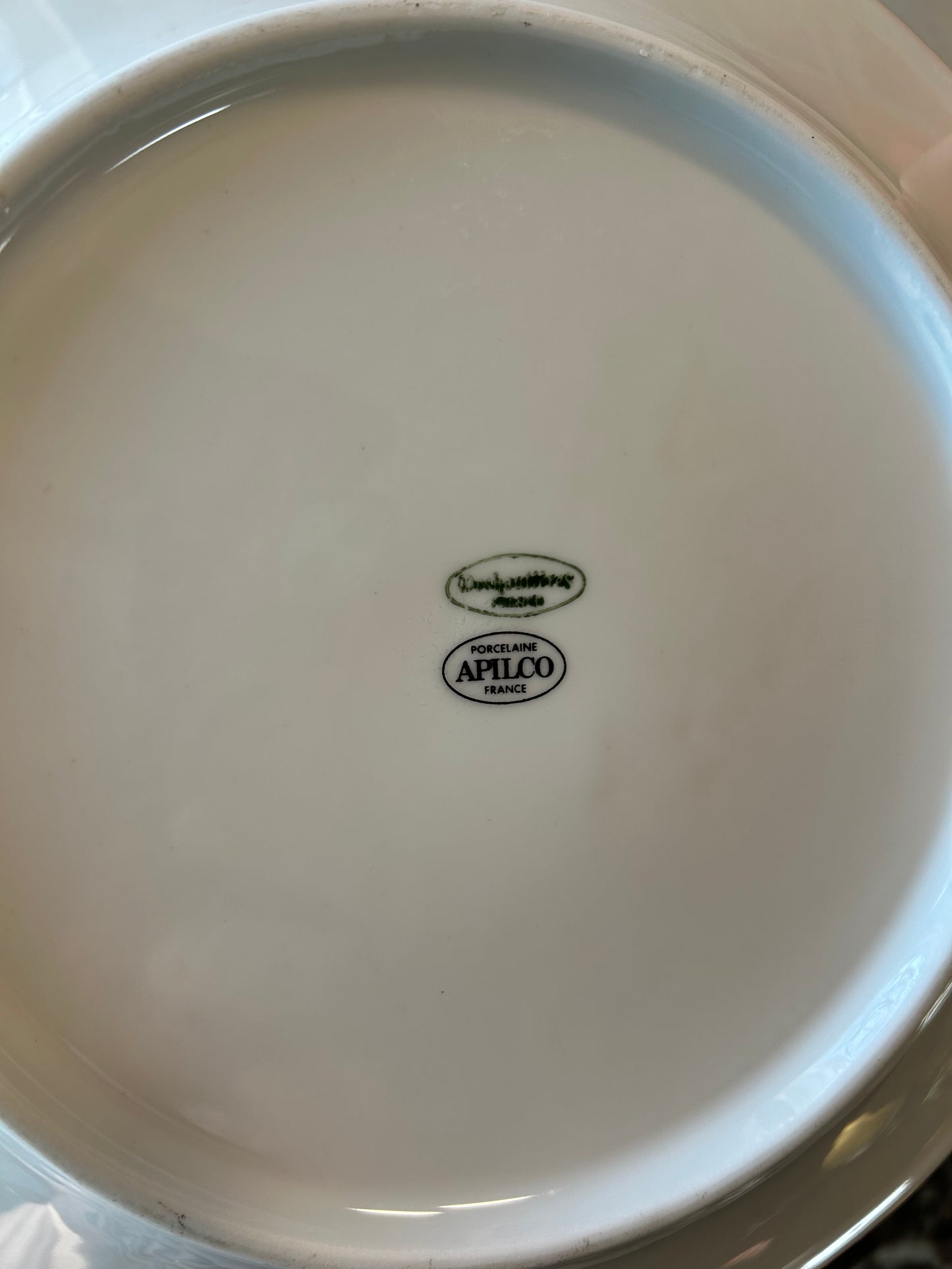 (5) Vintage Apilco France Faux Marble Salad Plates, 7.5" D, & (4) Dinner Plates 9.5” D, Pristine Condition