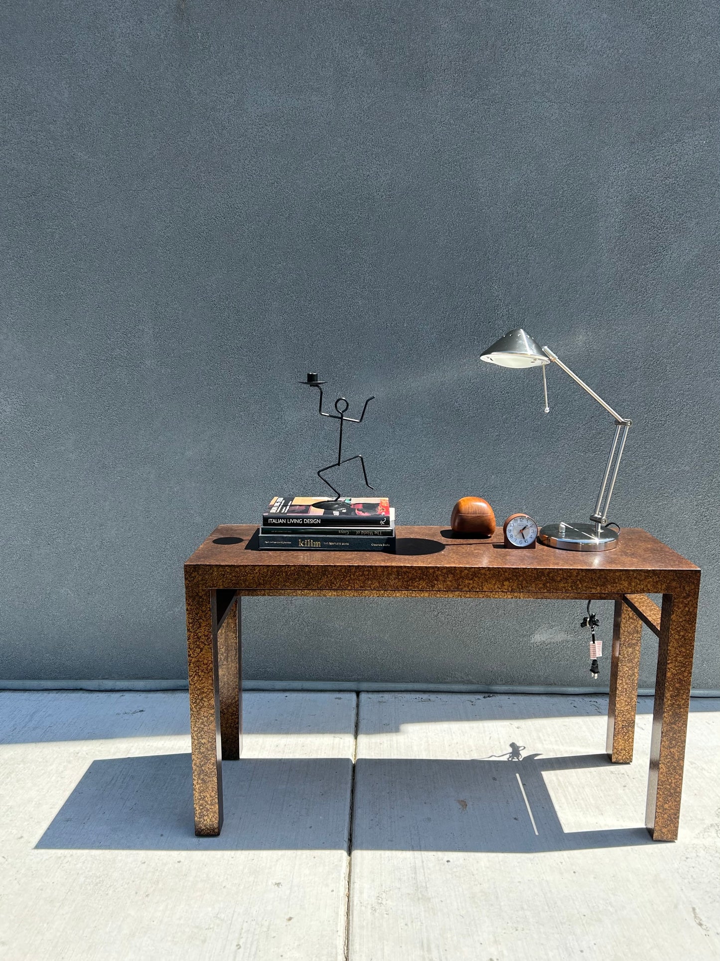Henredon Mid Century Faux Tortoise Console Table