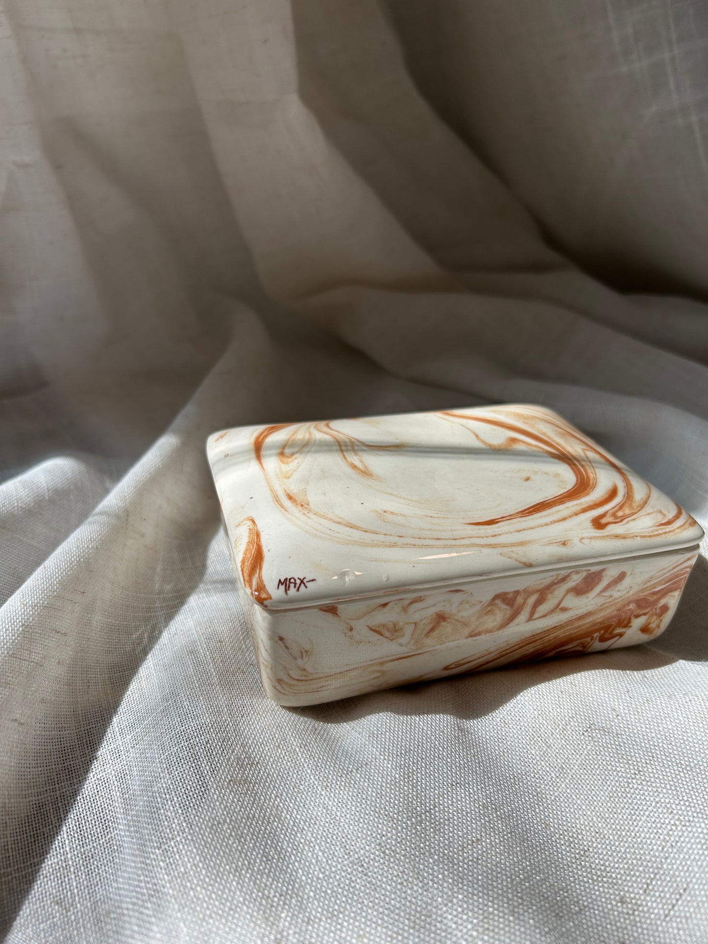 Handmade Vintage Ceramic Swirl Jewelry Box