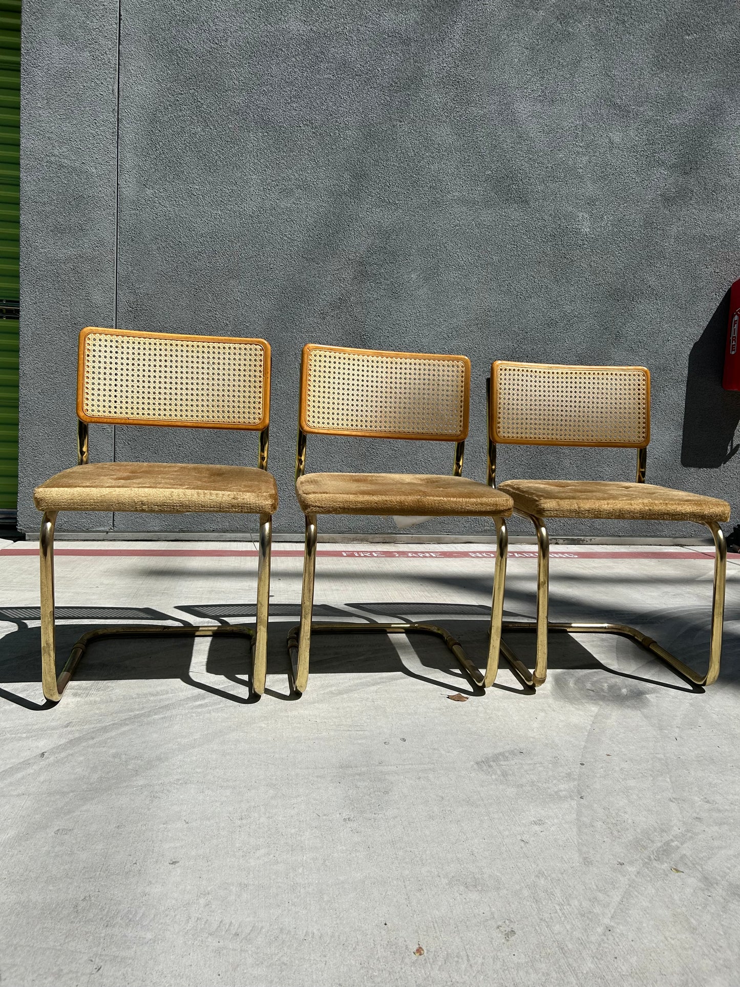 Mid Century Cantilever Cesca Style Chrome Tubular Dining Chairs - Set of 3, Circa 1980s