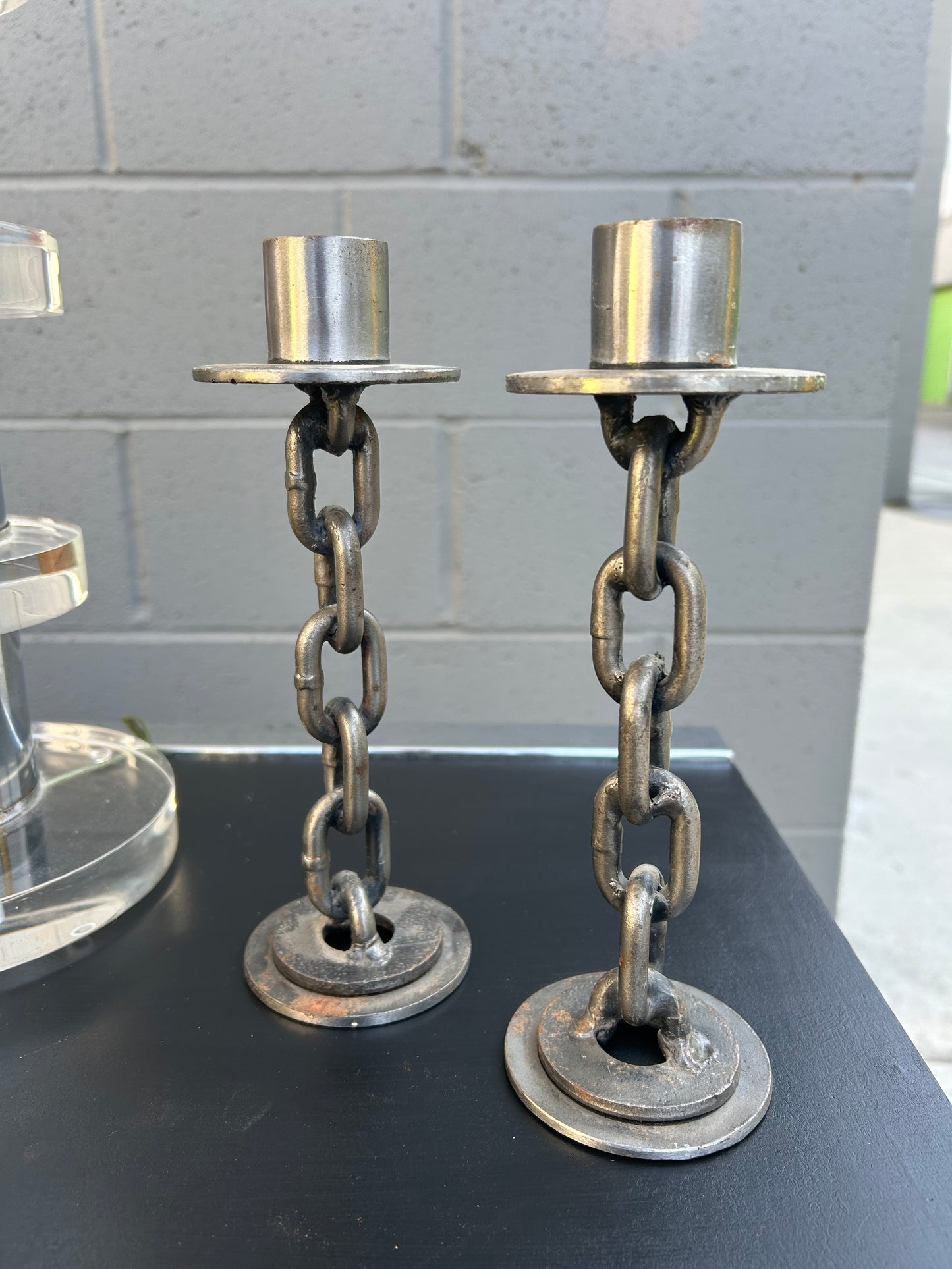 Brutalist Vintage 3 piece Tapered Candle Stick Holders