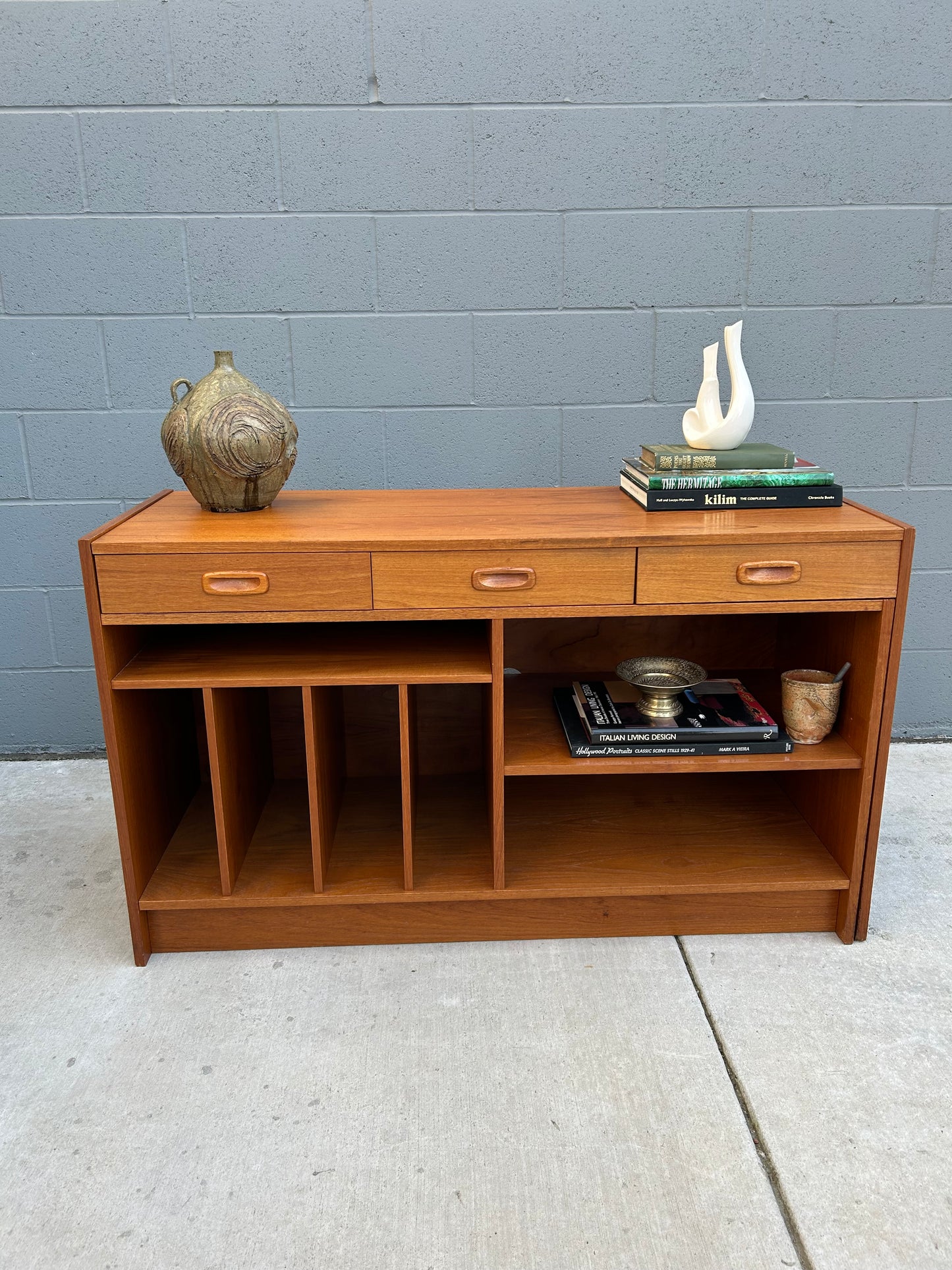 Danish Teak 3-Way Record Console/Desk, circa 1970s