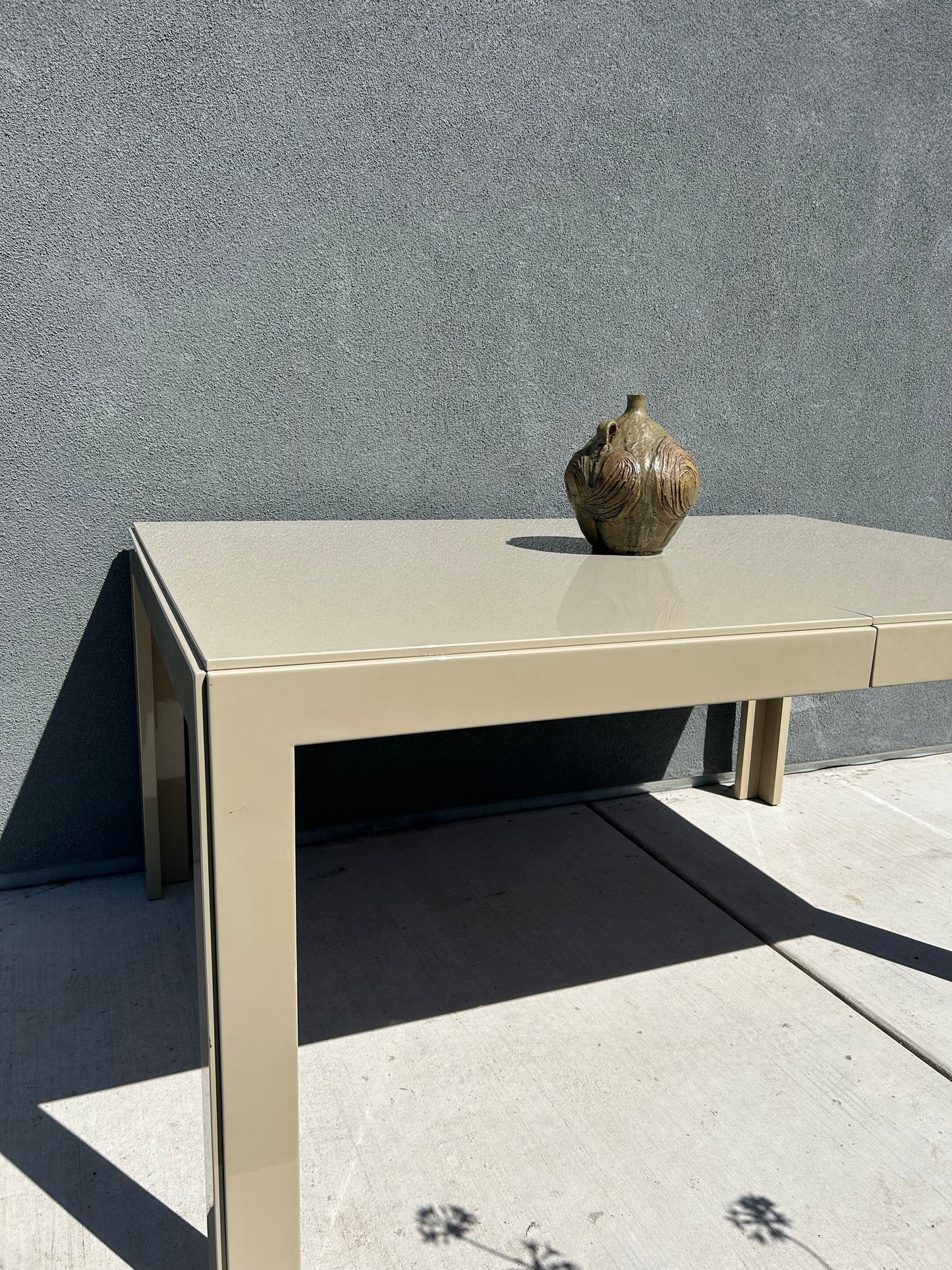 Beige Post Modern Parsons Style Lacquered Dining Table