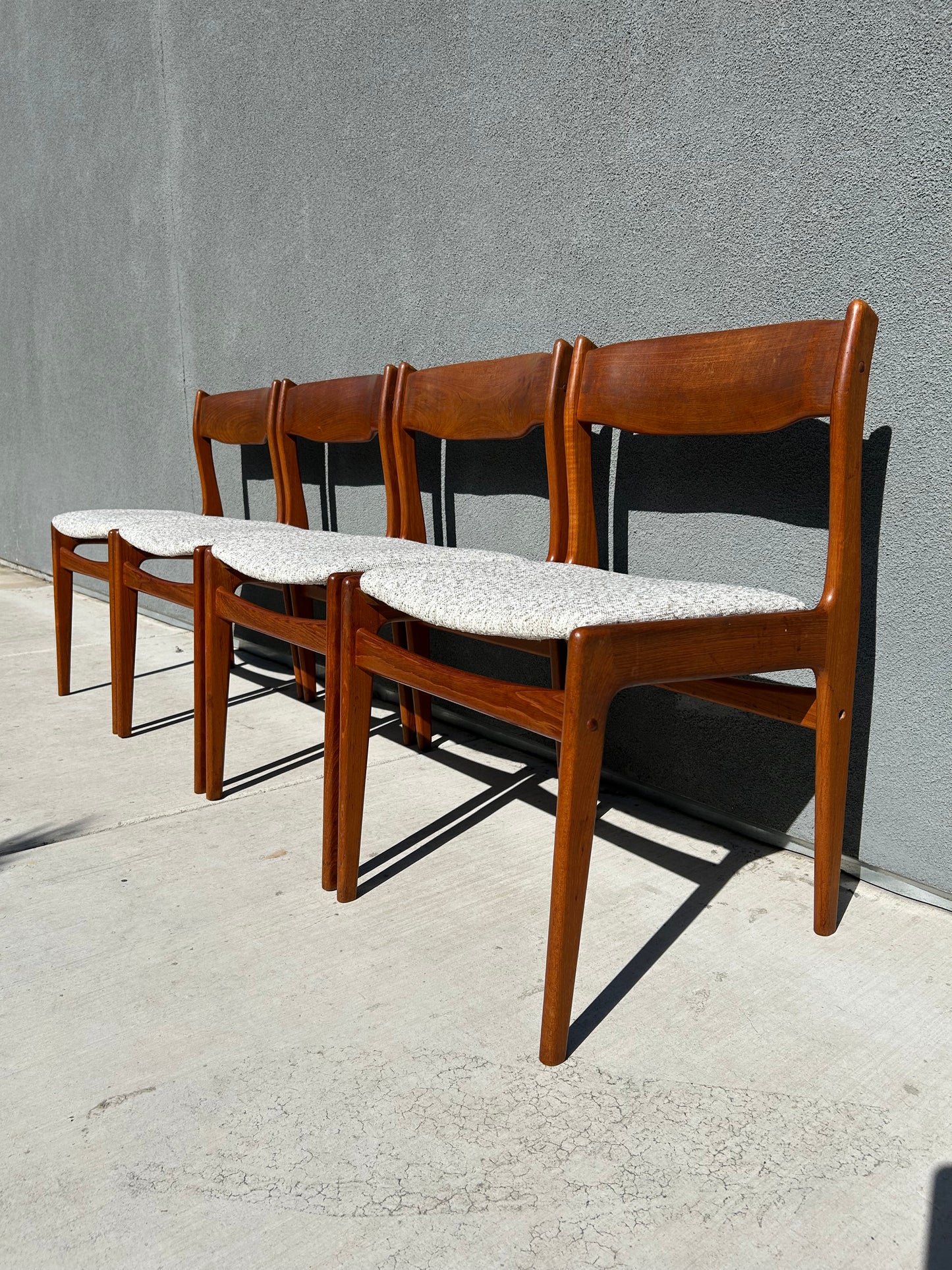 Danish Teak Dining Chairs with New Upholstery, Set of 4