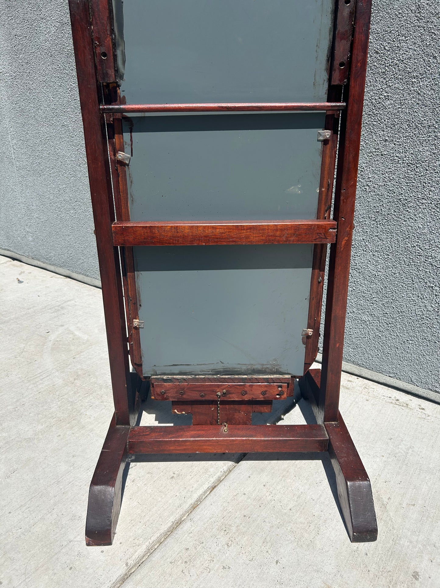 Antique Art Deco Brutalist Standing Mirror, Circa 1920s