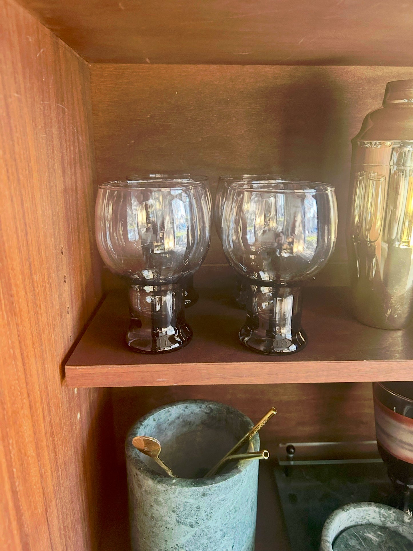 (4) Mid Century Libbey Smokey Beer Glasses