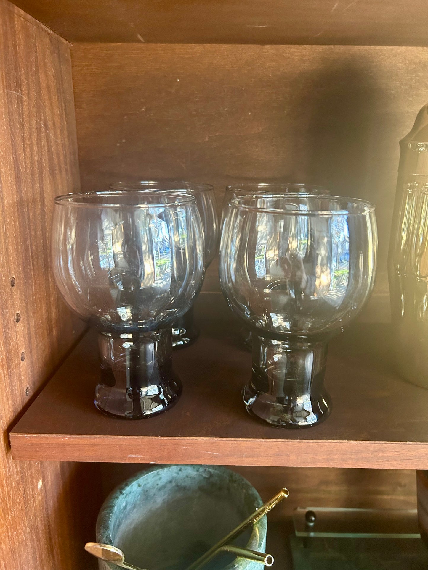 (4) Mid Century Libbey Smokey Beer Glasses