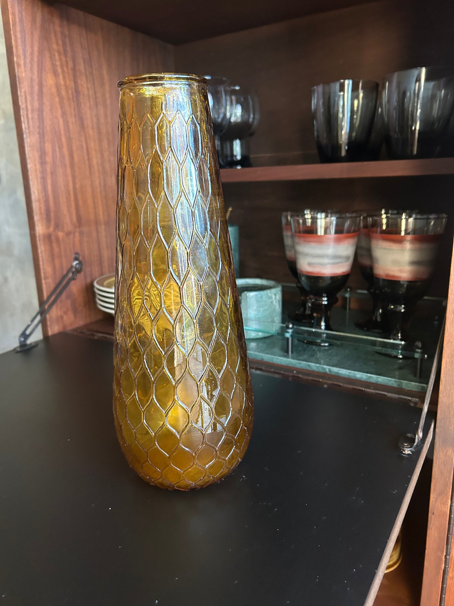 Mid Century Empoli Italian Honeycomb Glass Vase