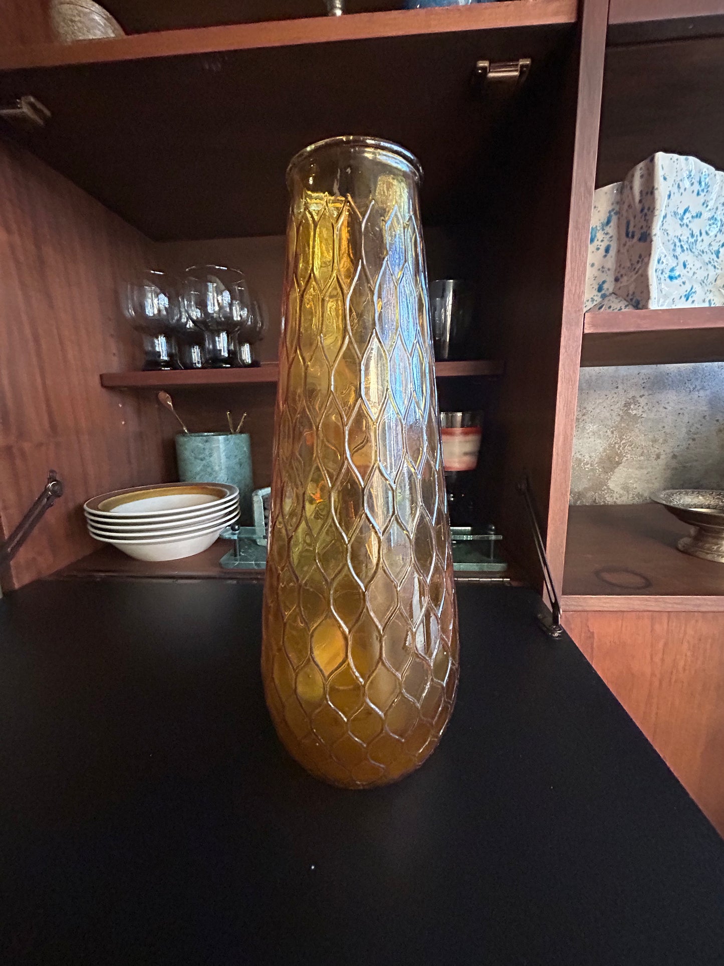 Mid Century Empoli Italian Honeycomb Glass Vase