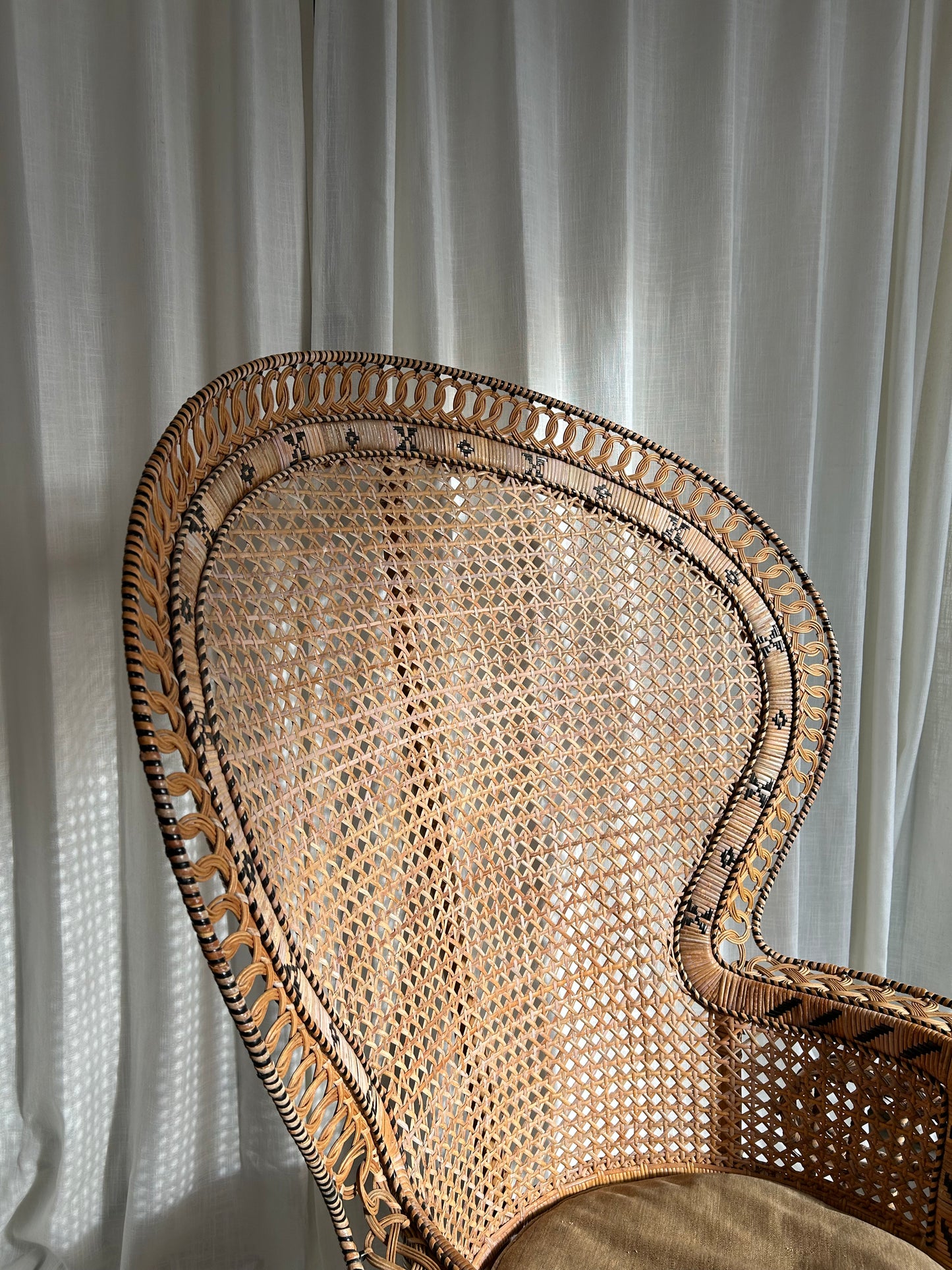 Vintage Emmanuelle Wicker Rattan Peacock Chair
