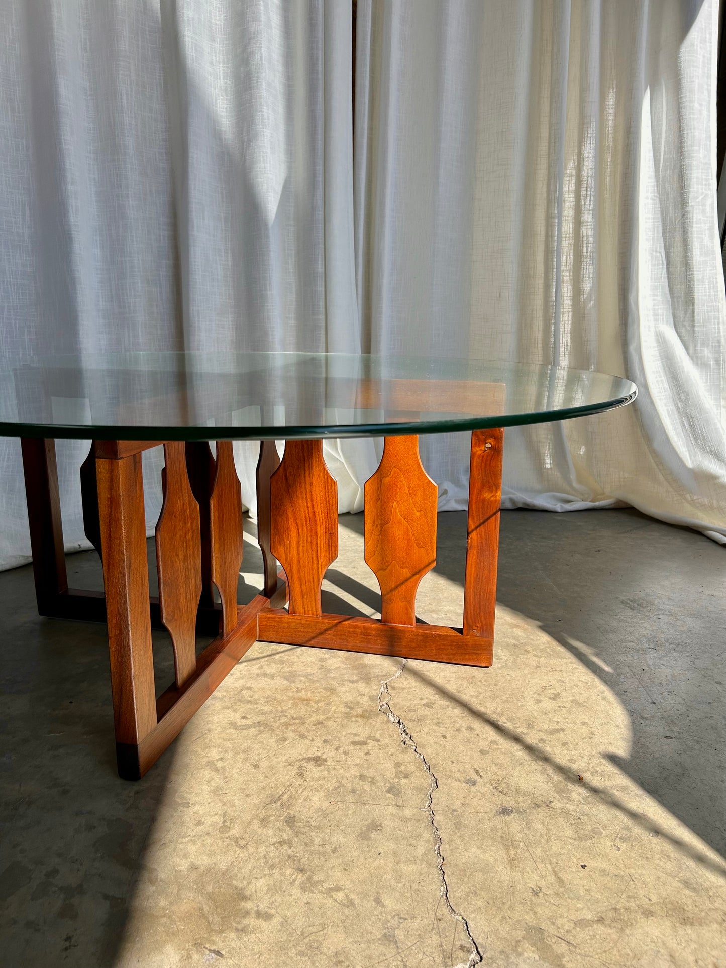 Adrian Pearsall for Craft Associates Mid Century Walnut Round Coffee Table, Circa 1960s