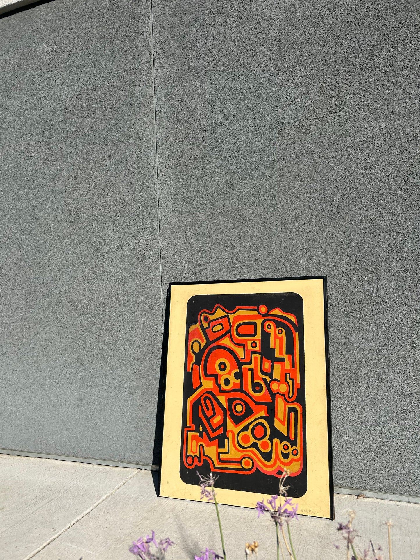 MCM Large Original Framed Abstract Painting, Circa 1960s