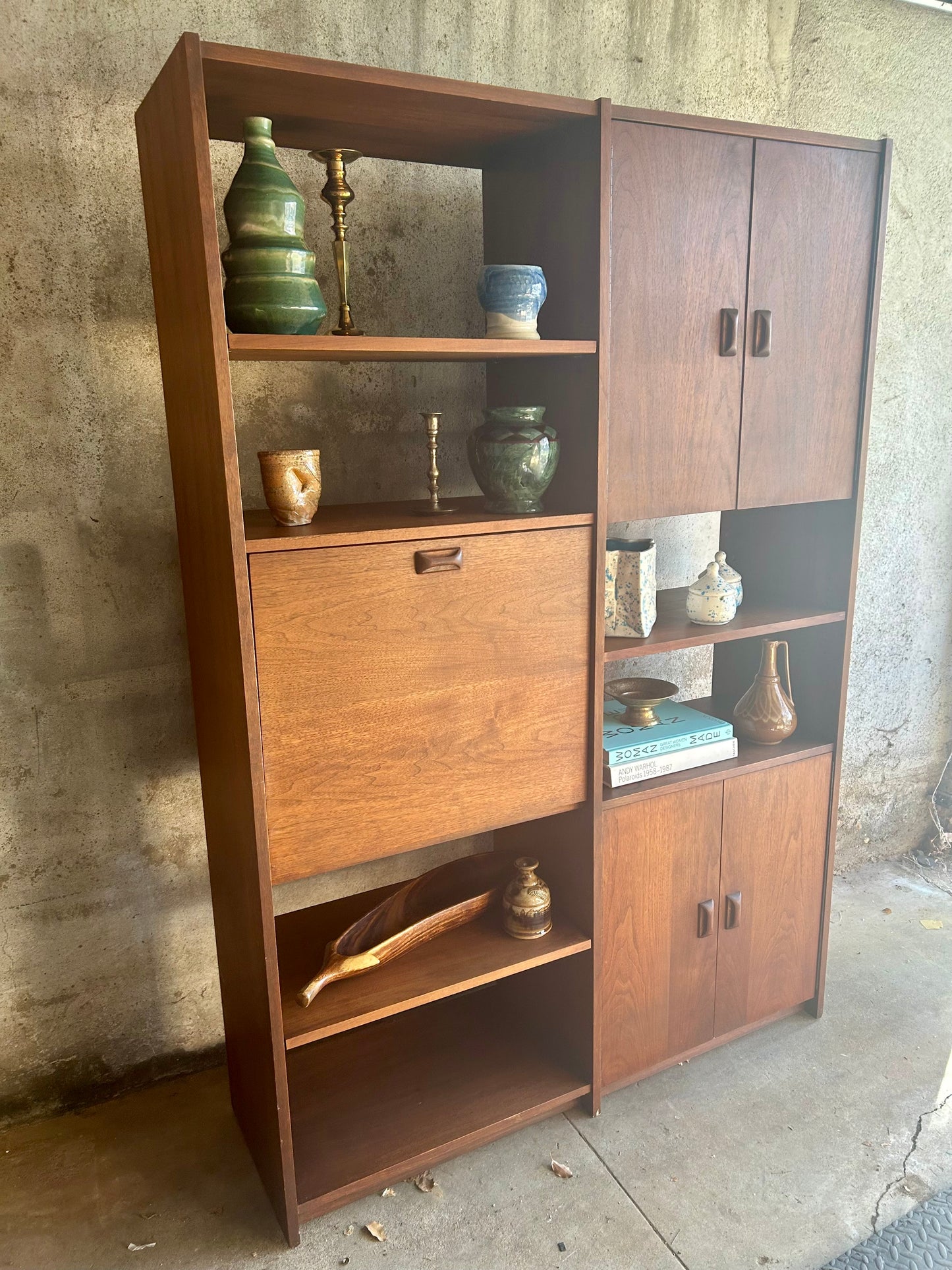 One-piece Walnut Wall Bar Unit / Room Divider