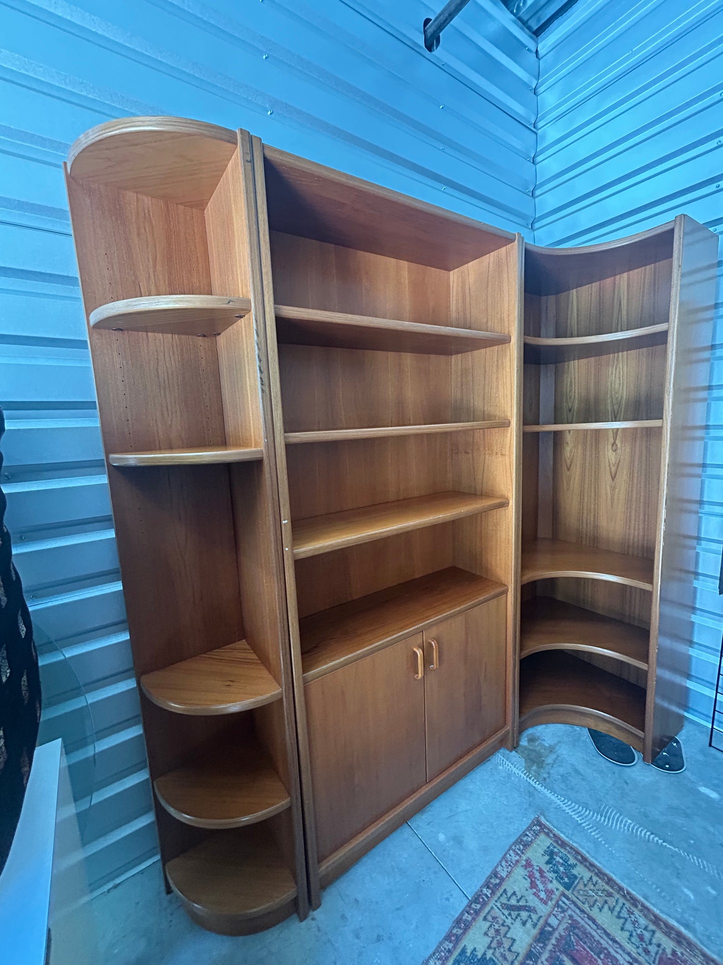 Danish Mid-Century Curved Modular Teak Corner Shelving Unit, Set of 3