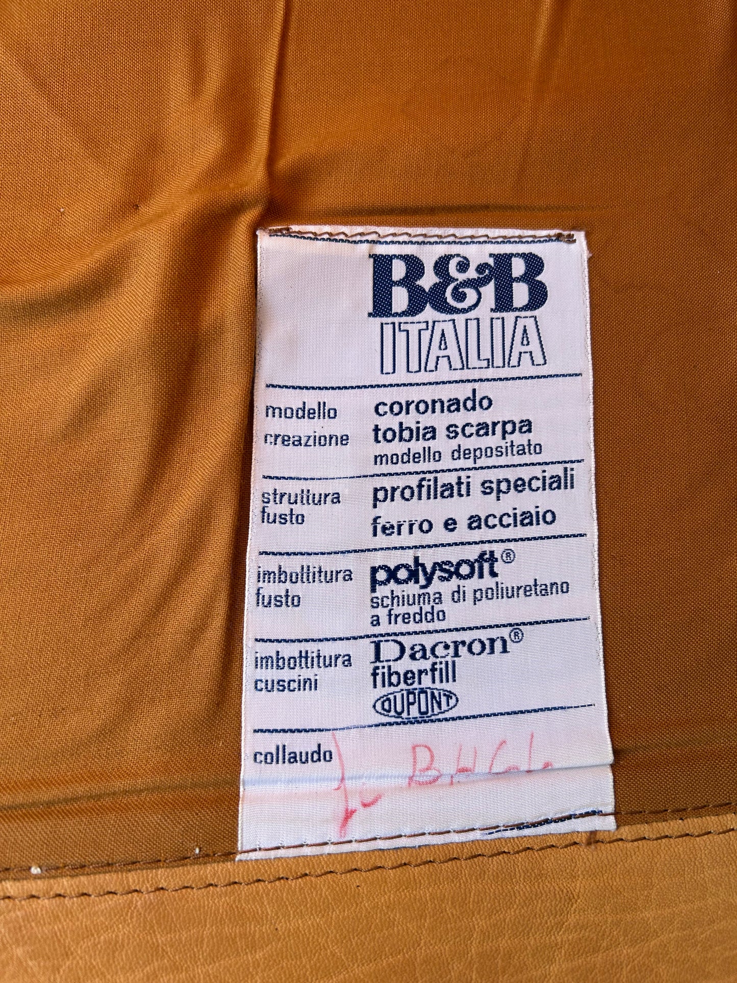 Vintage Tan Leather Armchair by Afra and Tobia Scarpa  for B&B Italia, Circa 1970s