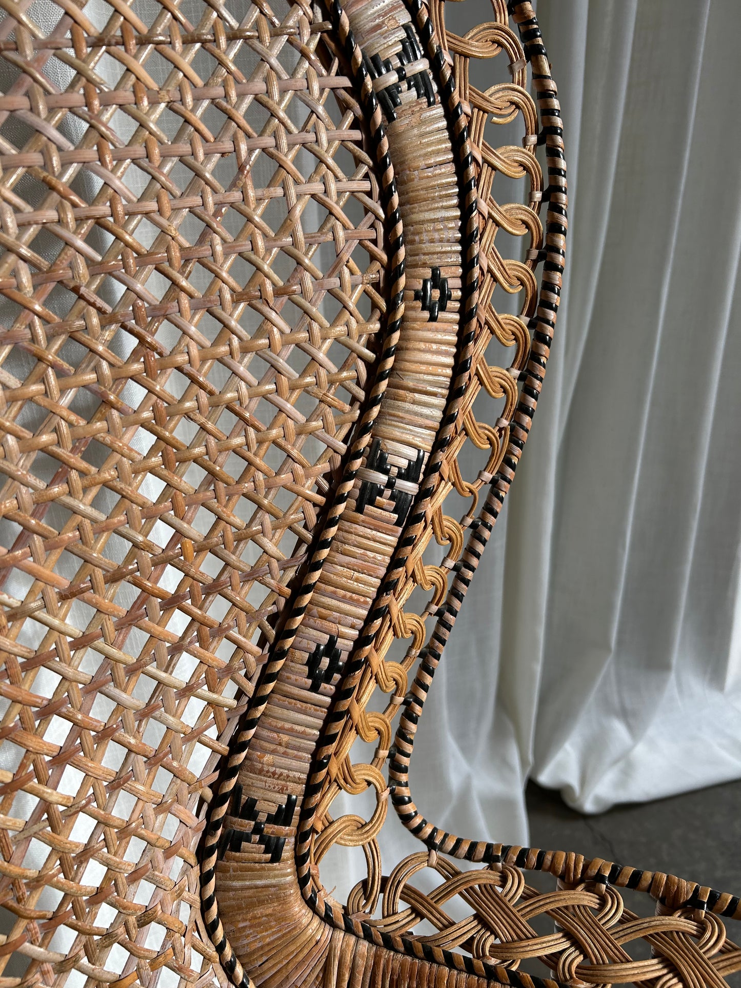 Vintage Emmanuelle Wicker Rattan Peacock Chair