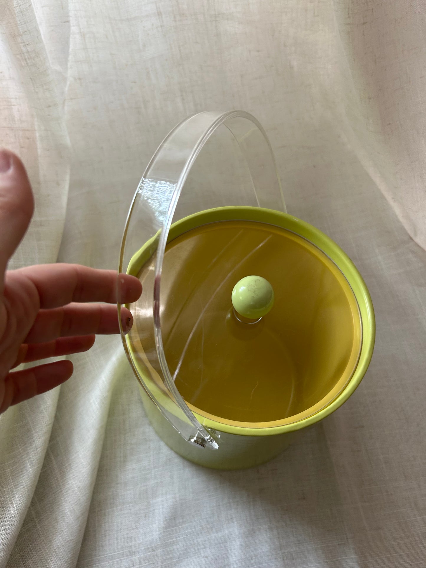 Vintage MCM Neon Yellow Acrylic Ice Bucket/Wine Chiller