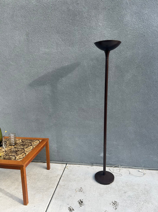 Postmodern Chocolate Metal Torchiere Floor Lamp, Circa 1980s