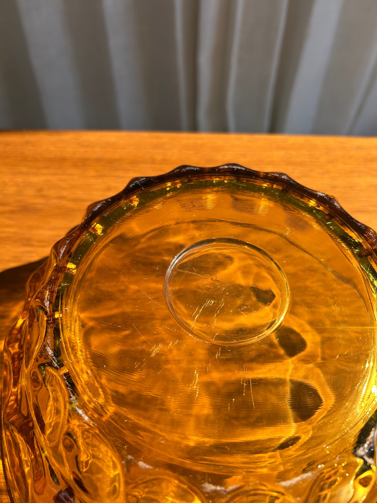 MCM Thumbprint Amber Serving Bowl, Circa 1960s