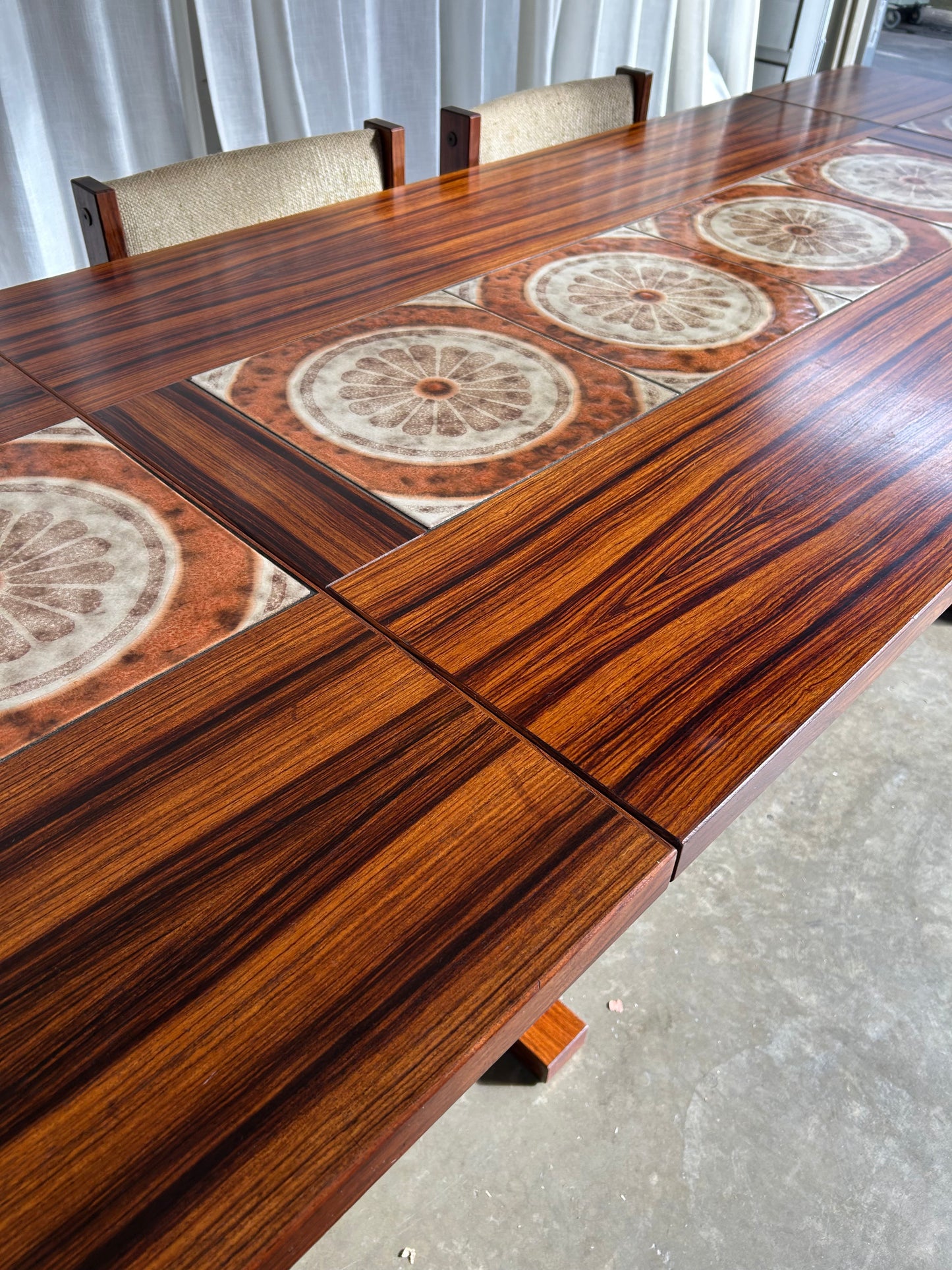 MCM Rosewood Ox Art Dining Table and 7 Chairs, Circa 1970s, Designed by Poul H Poulsen for Gangsø Mobler