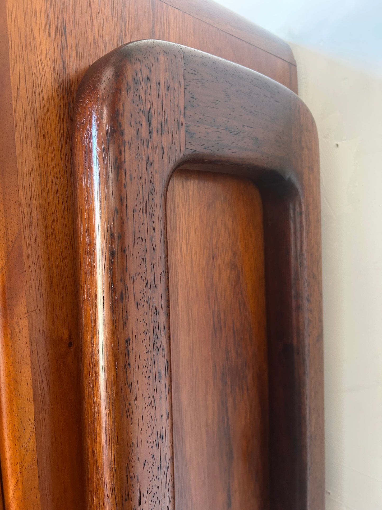 Art Deco Sculptural Walnut Curio Hutch