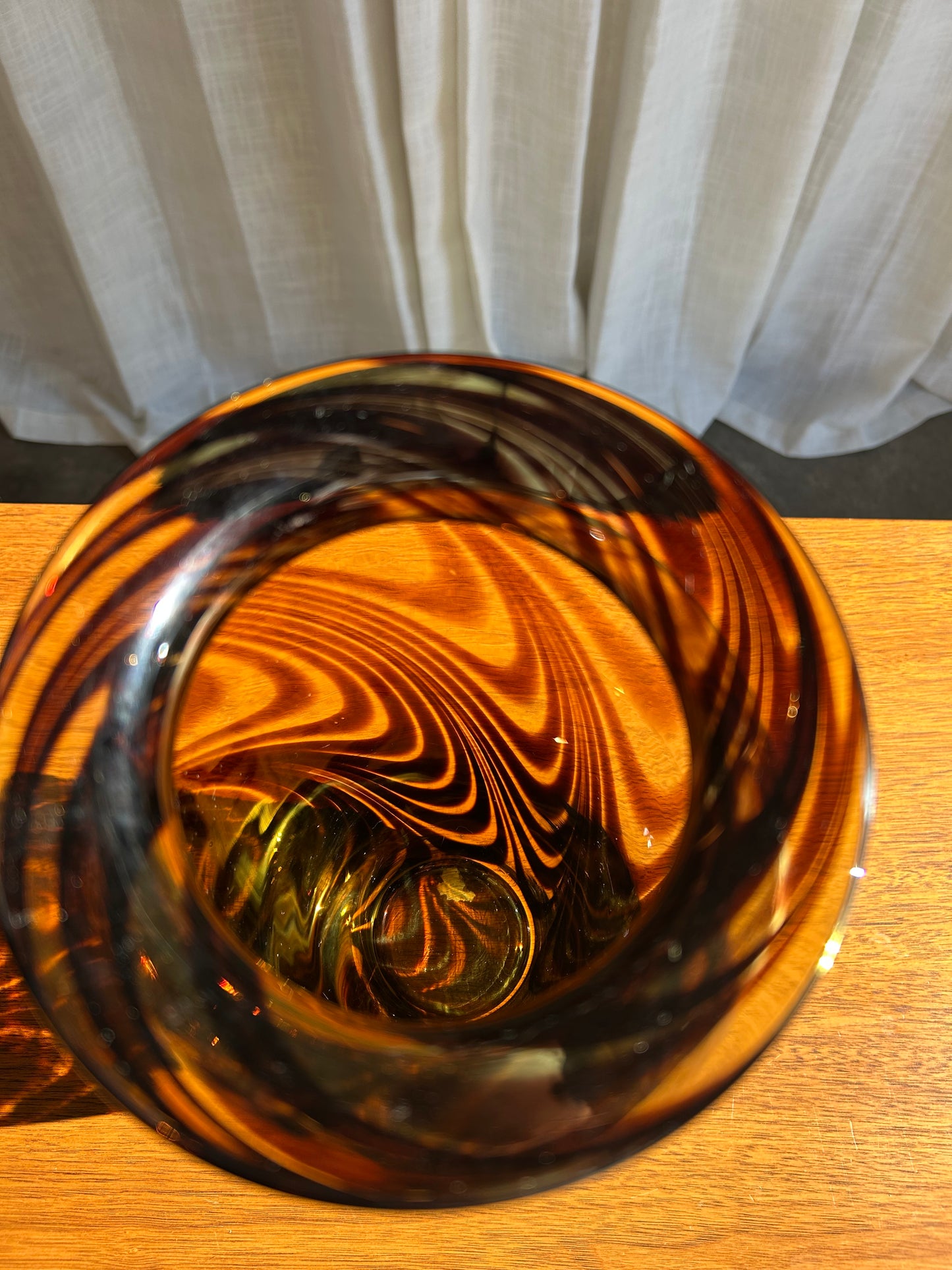 Vintage Italian Swirled Tortoise Art Glass Vase