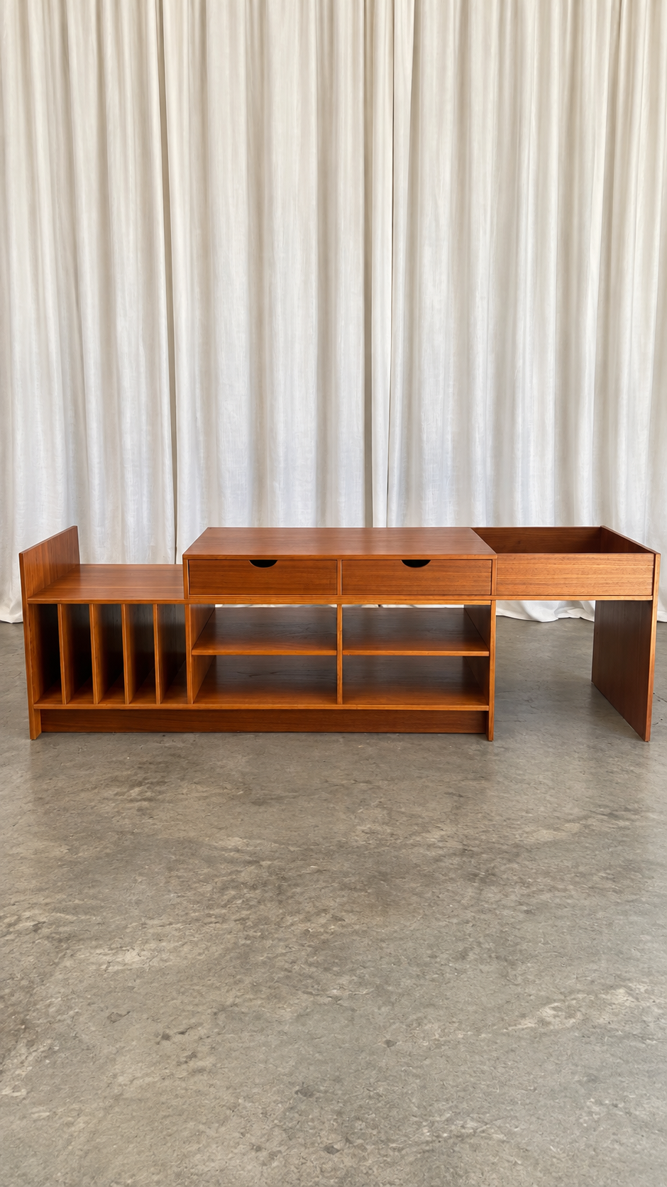 Danish Style Teak Modular Media Record Console Desk