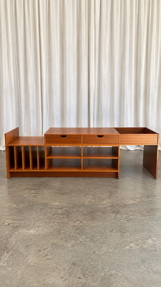 Danish Style Teak Modular Media Record Console Desk