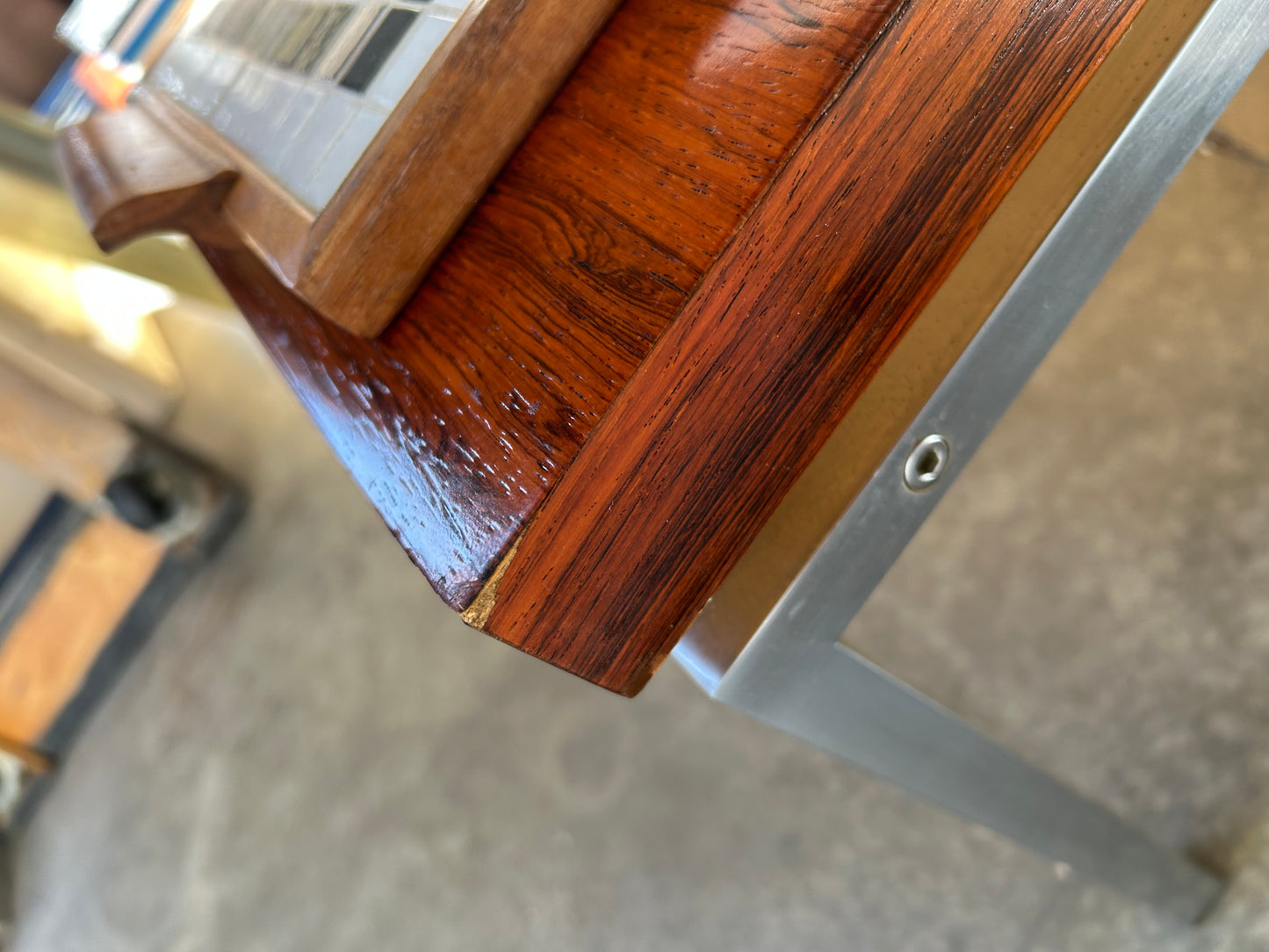 MCM Rosewood and Chrome Floating Coffee Table, Circa 1960s