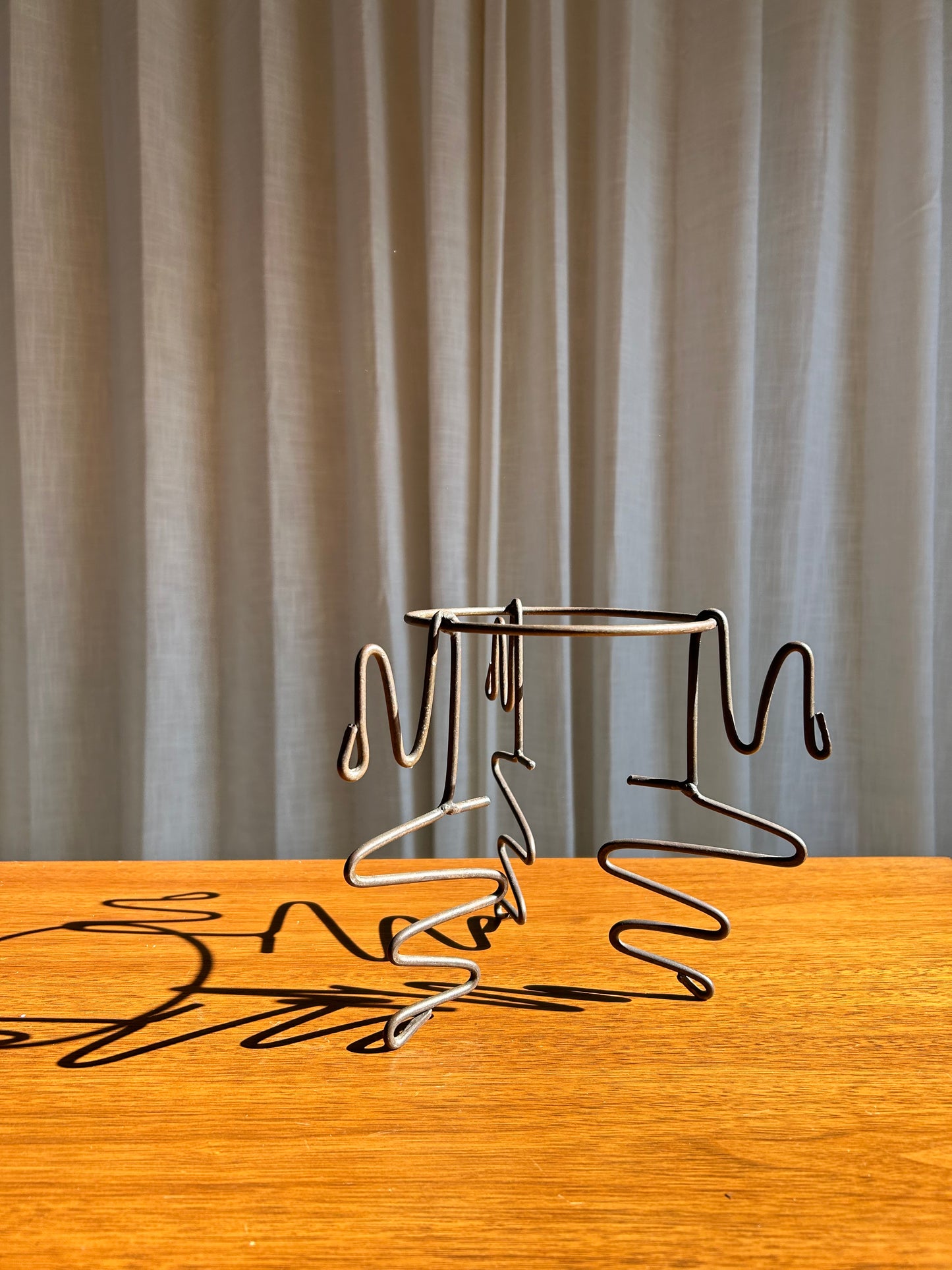 Handmade Abstract Metal Zig Zag Plant Stand or Bowl Pedestal, Bowl Included