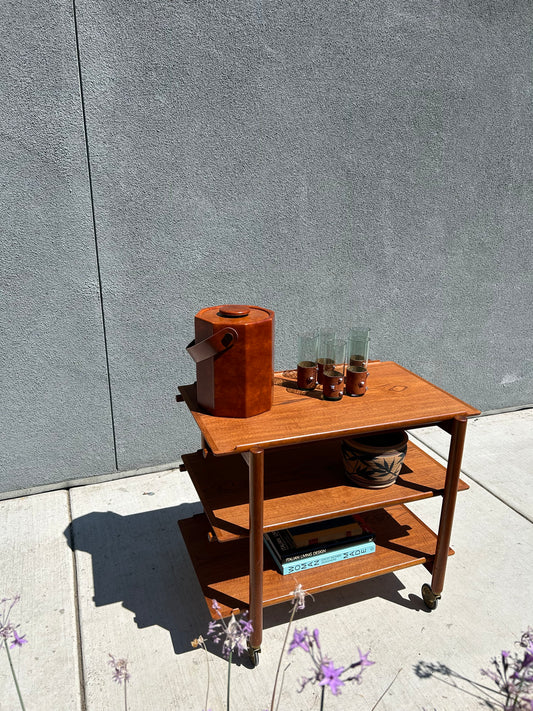 Mid Century Danish Modern Rolling Tri-Level Barcart by Poul Hundevad & Co. of Denmark, Circa 1960s