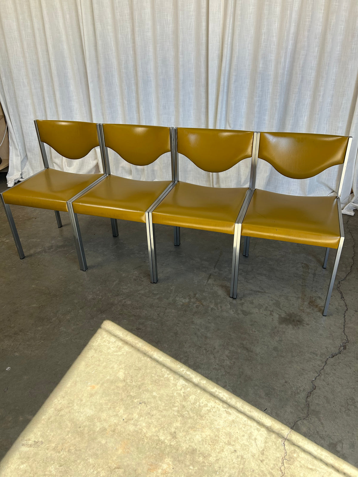 Mid-Century Modern Minimalist Dining Chairs in Ochre from Lübke, 1960s, Set of 4