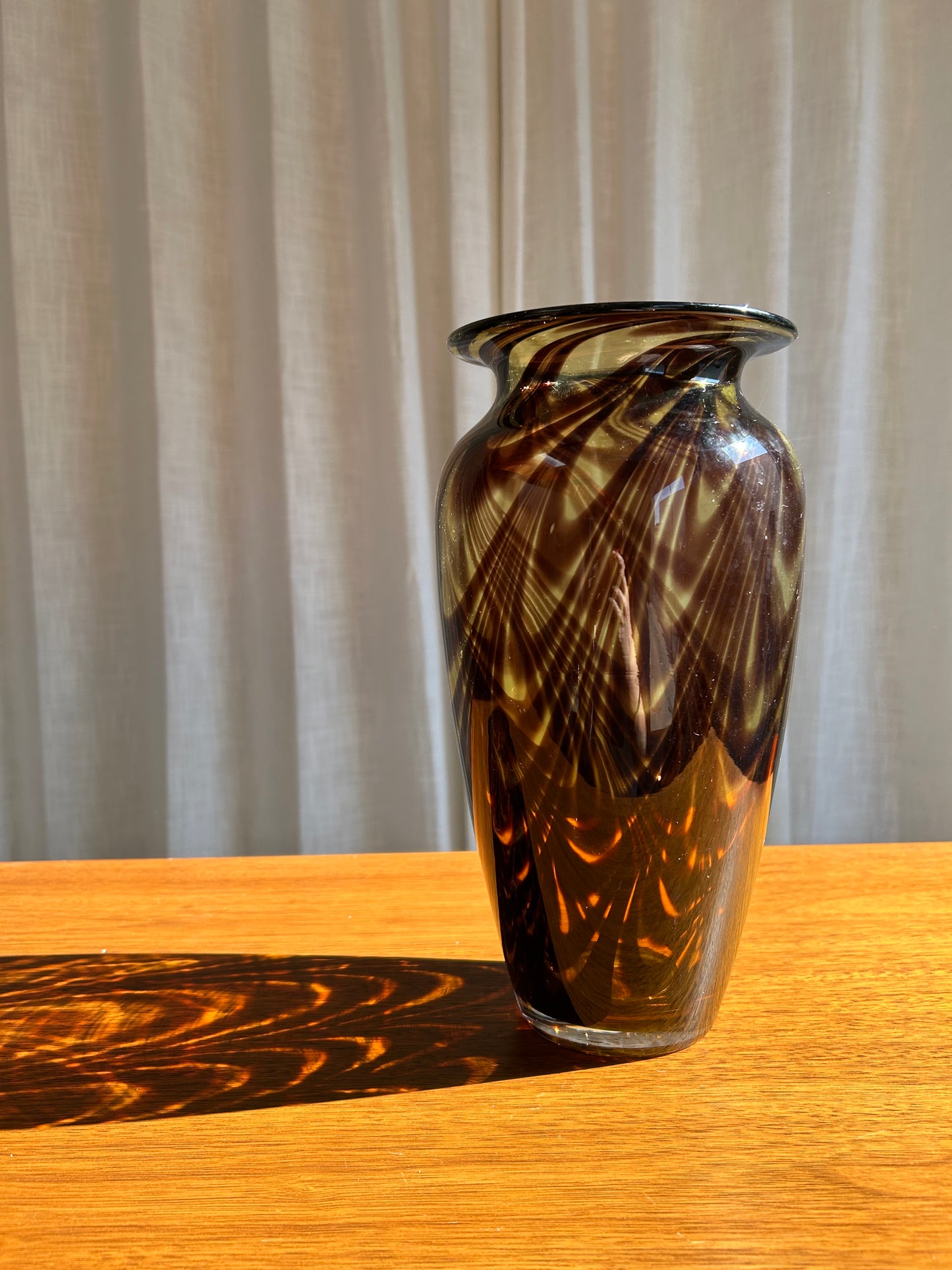 Vintage Italian Swirled Tortoise Art Glass Vase