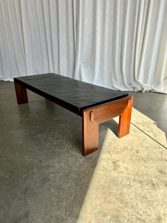 Adrian Pearsall Solid Walnut Slate Top Coffee Table, Circa 1970s