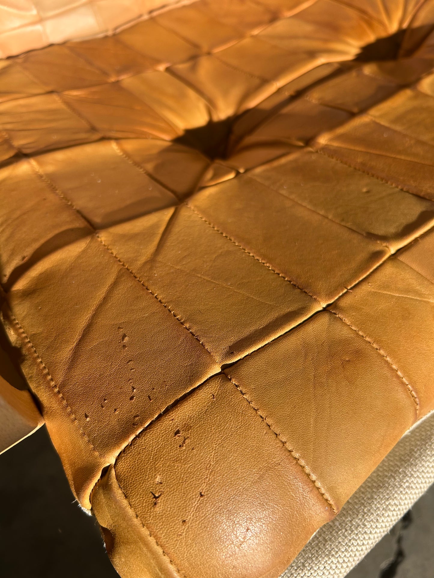 Danish Vintage Style Quilted Leather Swivel Armchair