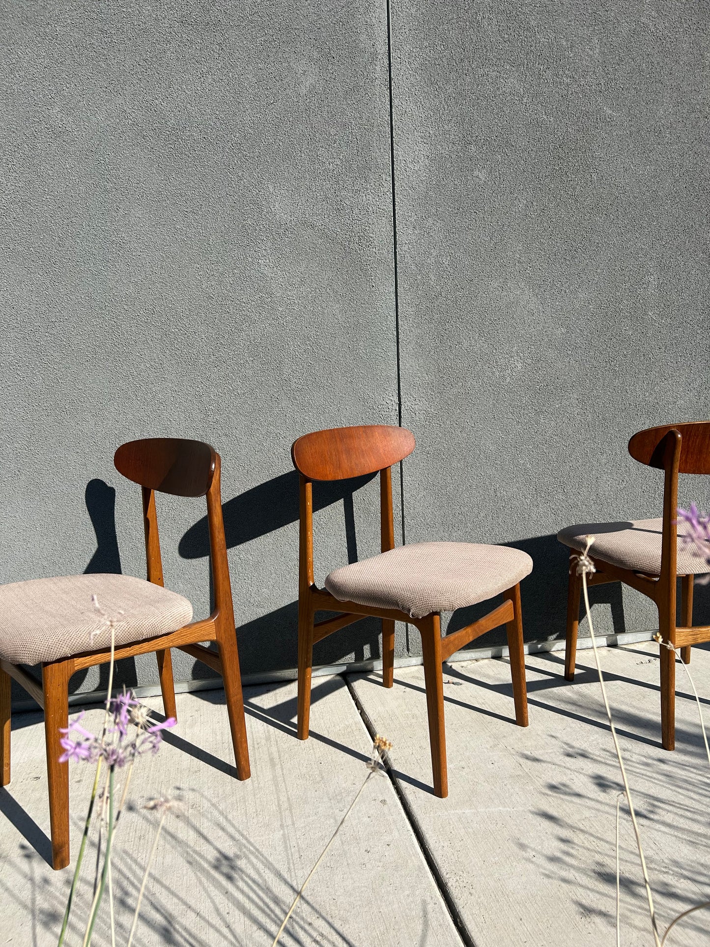 Vintage MCM Sculptural Teak Wood Dining Chairs, Set of 4, Circa 1960s