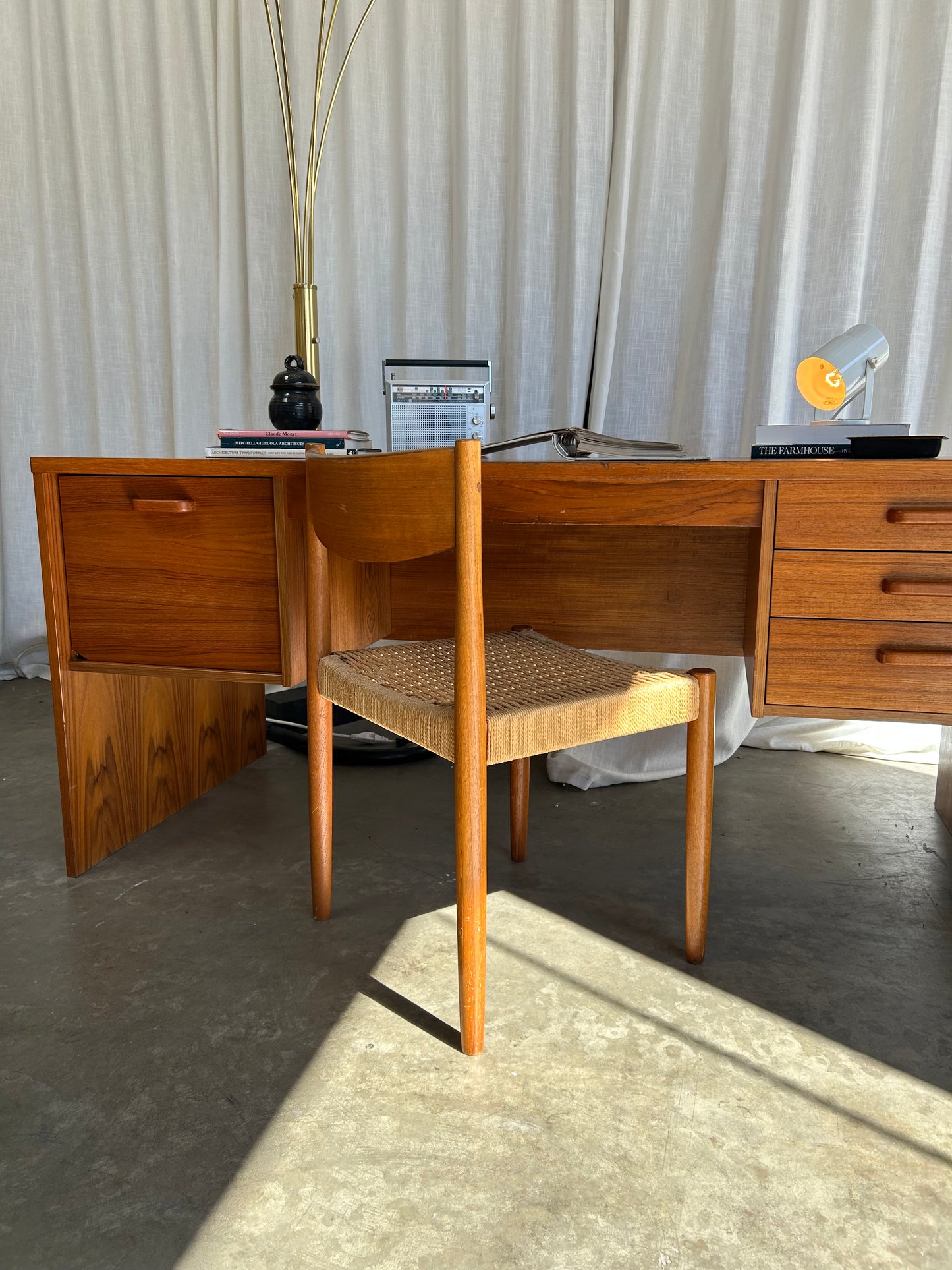 Large Danish Teak MCM Waterfall Desk and Poul Volther for Frem Rojle Chair