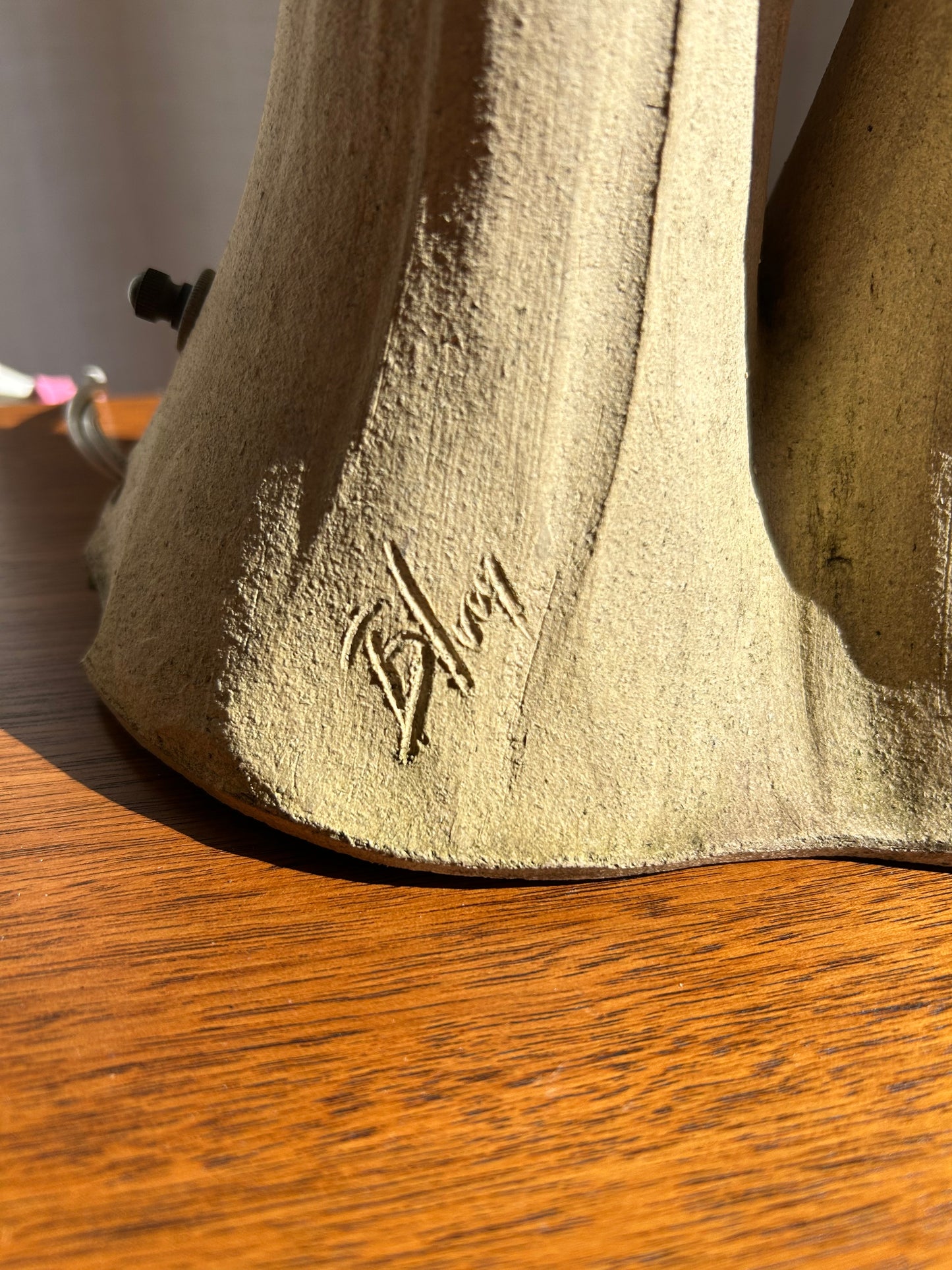 Art Nouveau Doug Blum Cally Lilly Ceramic Pottery Table Lamp Signed
