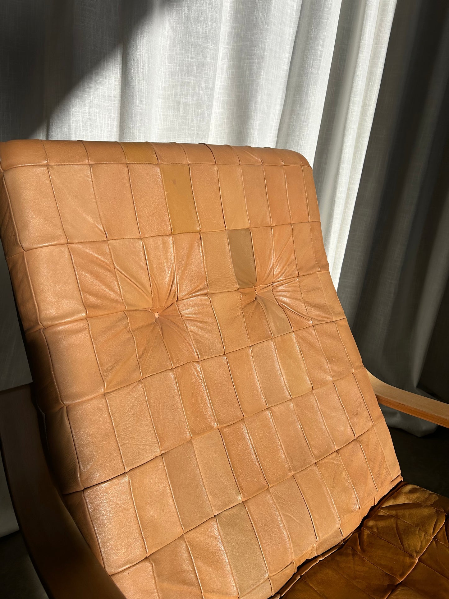 Danish Vintage Style Quilted Leather Swivel Armchair