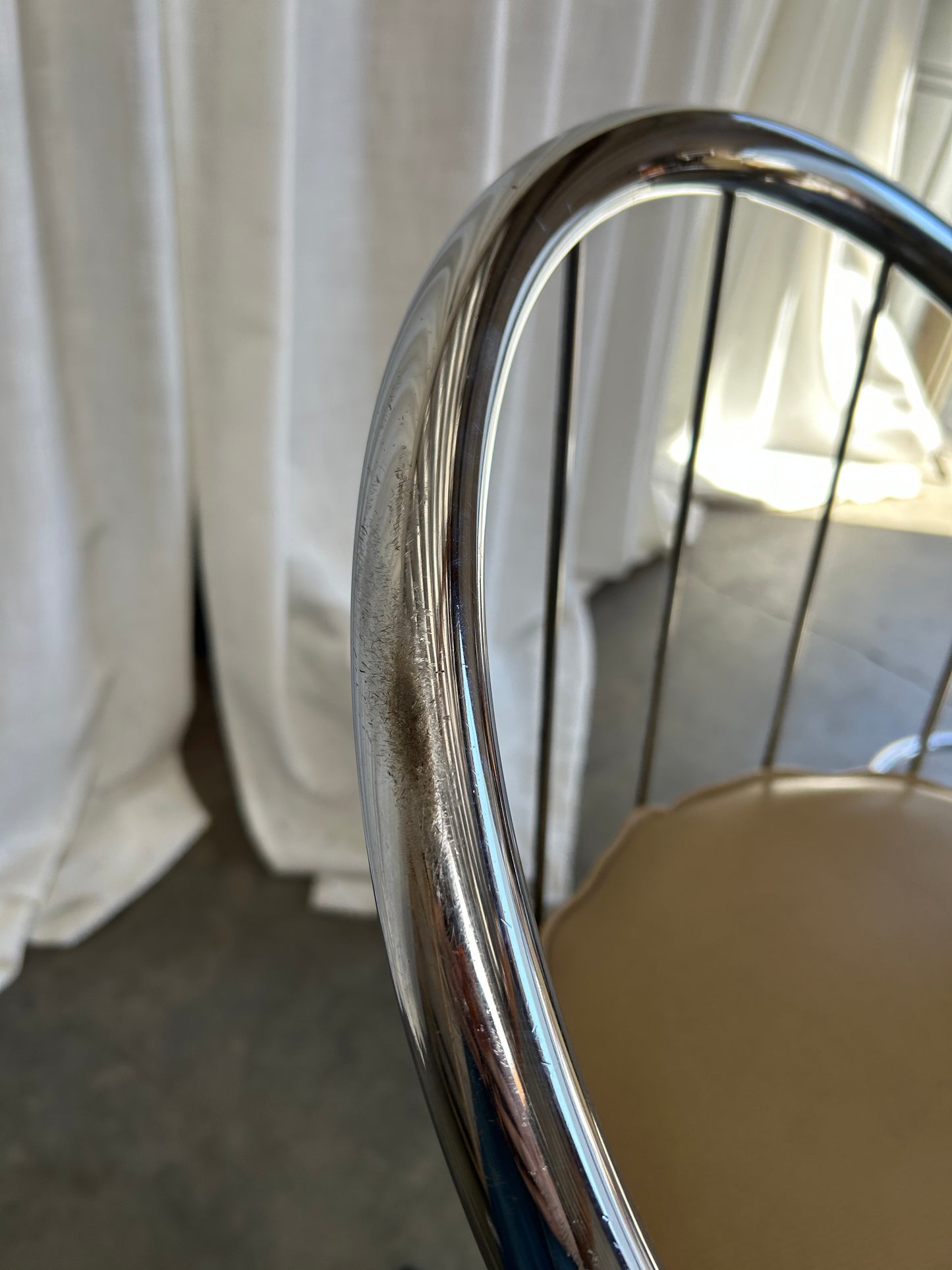 Set of 3- Chrome Modern Counter or Bar Stools Faux Leather by Cosco, Circa 1980s